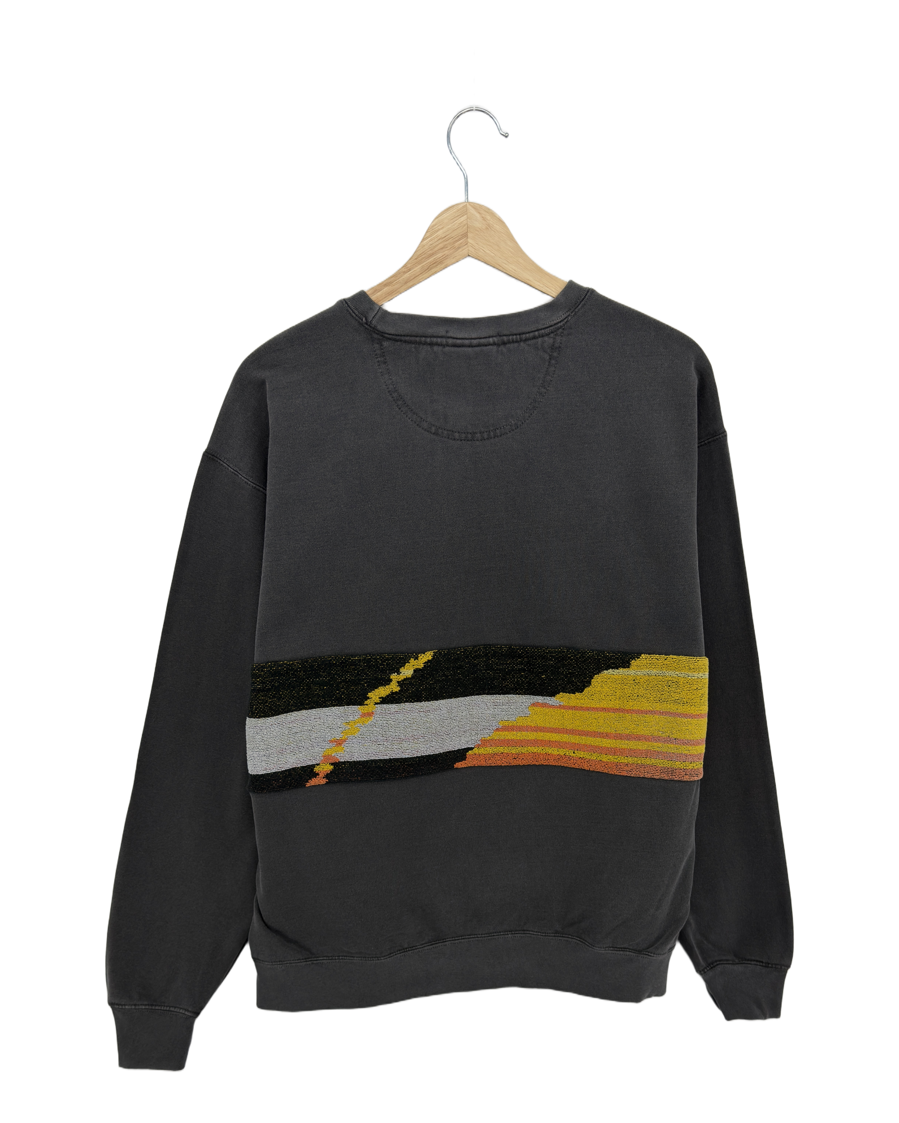 Large Pepper Sunset Chaser "Radiant Horizon" — one-of-a-kind upcycled vintage beach towel sweatshirt, handmade by Kspek, view 4