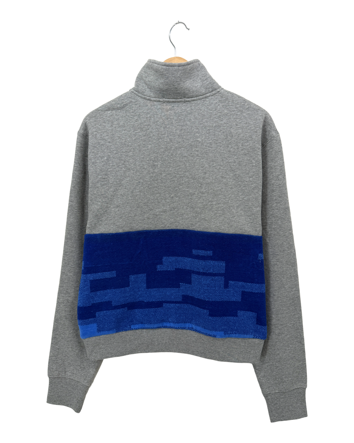 Medium Heather Grey 1/4 Zip "Seahawks Love" — handmade by Kspek from upcycled vintage textiles, view 2