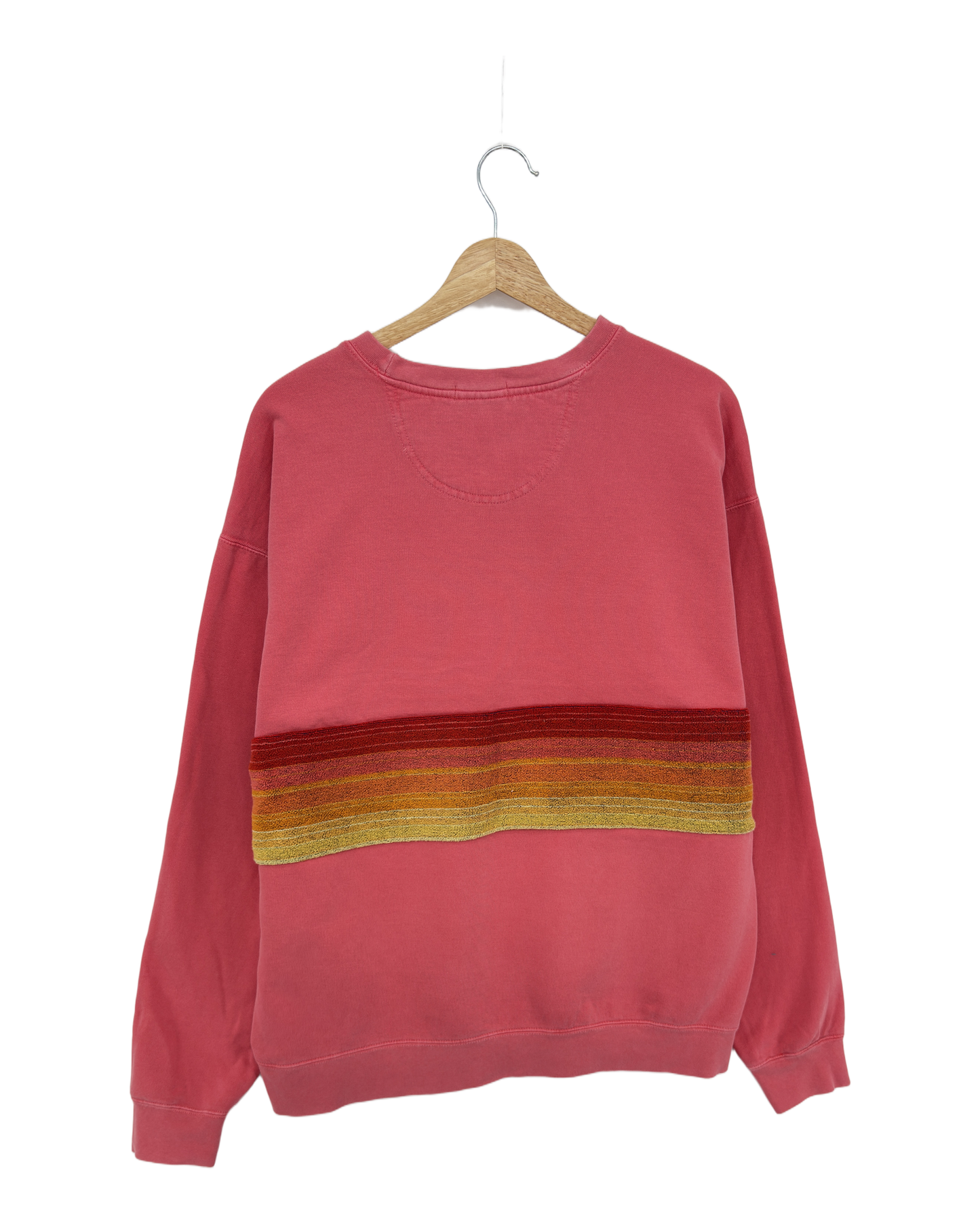 X-Large Watermelon Sunset Chaser "Desert Dawn" — one-of-a-kind upcycled vintage beach towel sweatshirt, handmade by Kspek, view 4