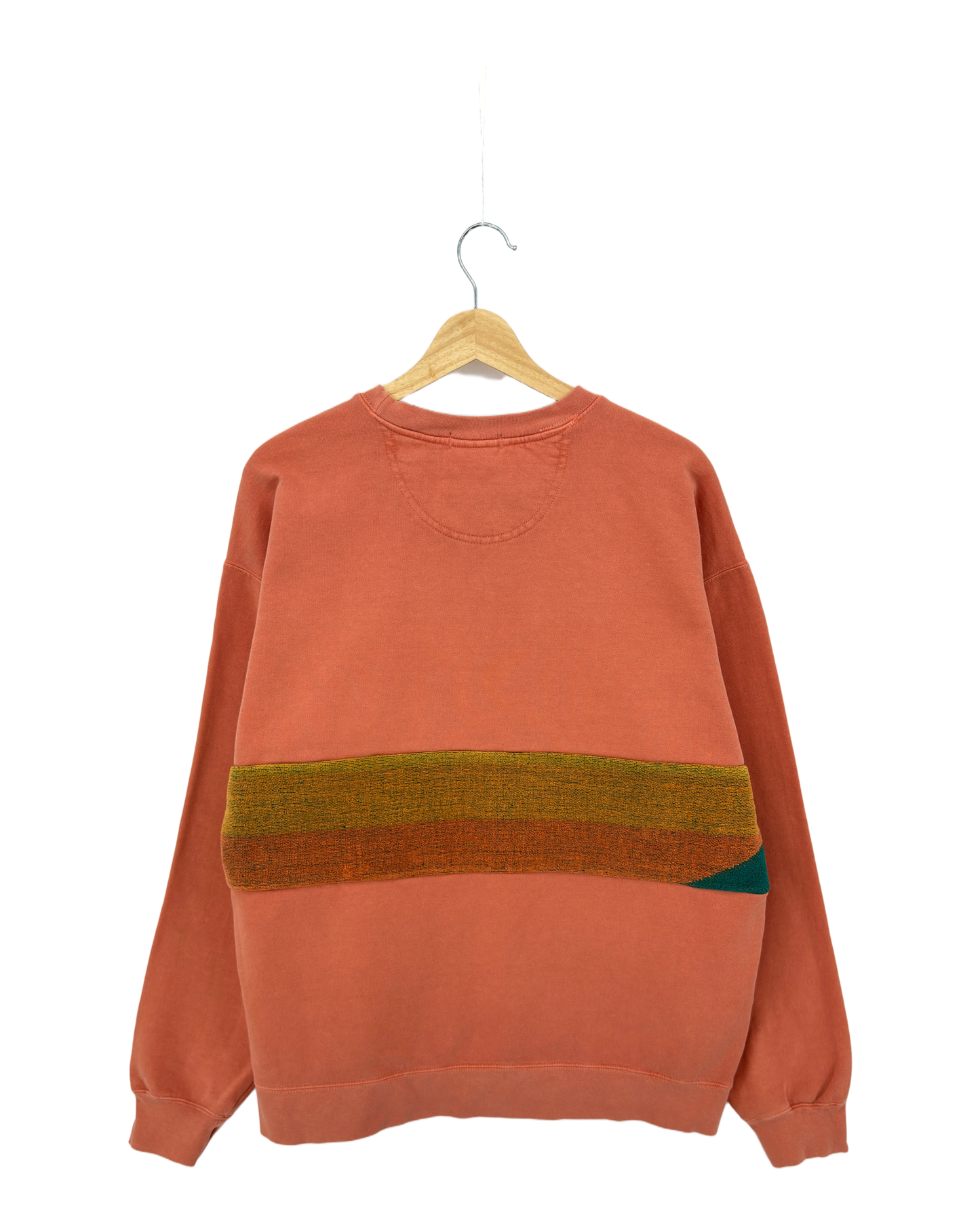 X-Large Terracotta Sunset Chaser "Coastal Horizon" — one-of-a-kind upcycled vintage beach towel sweatshirt, handmade by Kspek, view 4