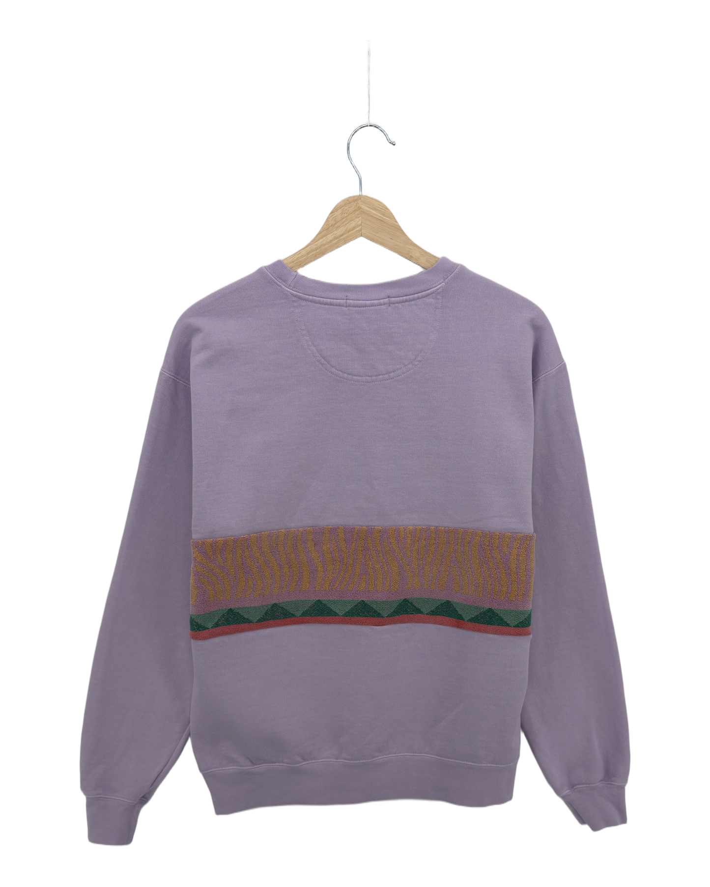Medium Lavender Sunset Chaser "Coastal Sunrise" — one-of-a-kind upcycled vintage beach towel sweatshirt, handmade by Kspek, view 3