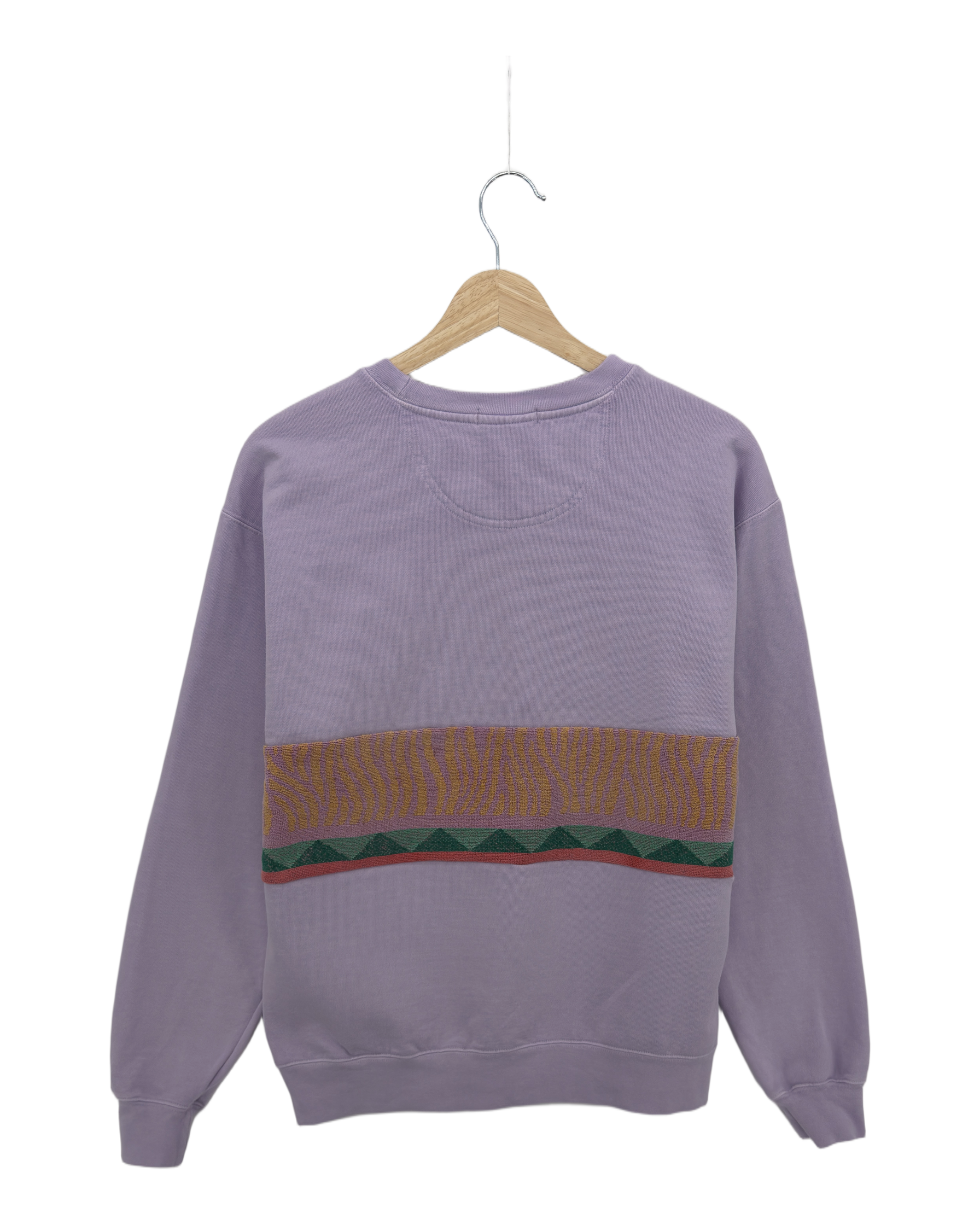 Medium Lavender Sunset Chaser "Coastal Sunrise" — one-of-a-kind upcycled vintage beach towel sweatshirt, handmade by Kspek, view 3