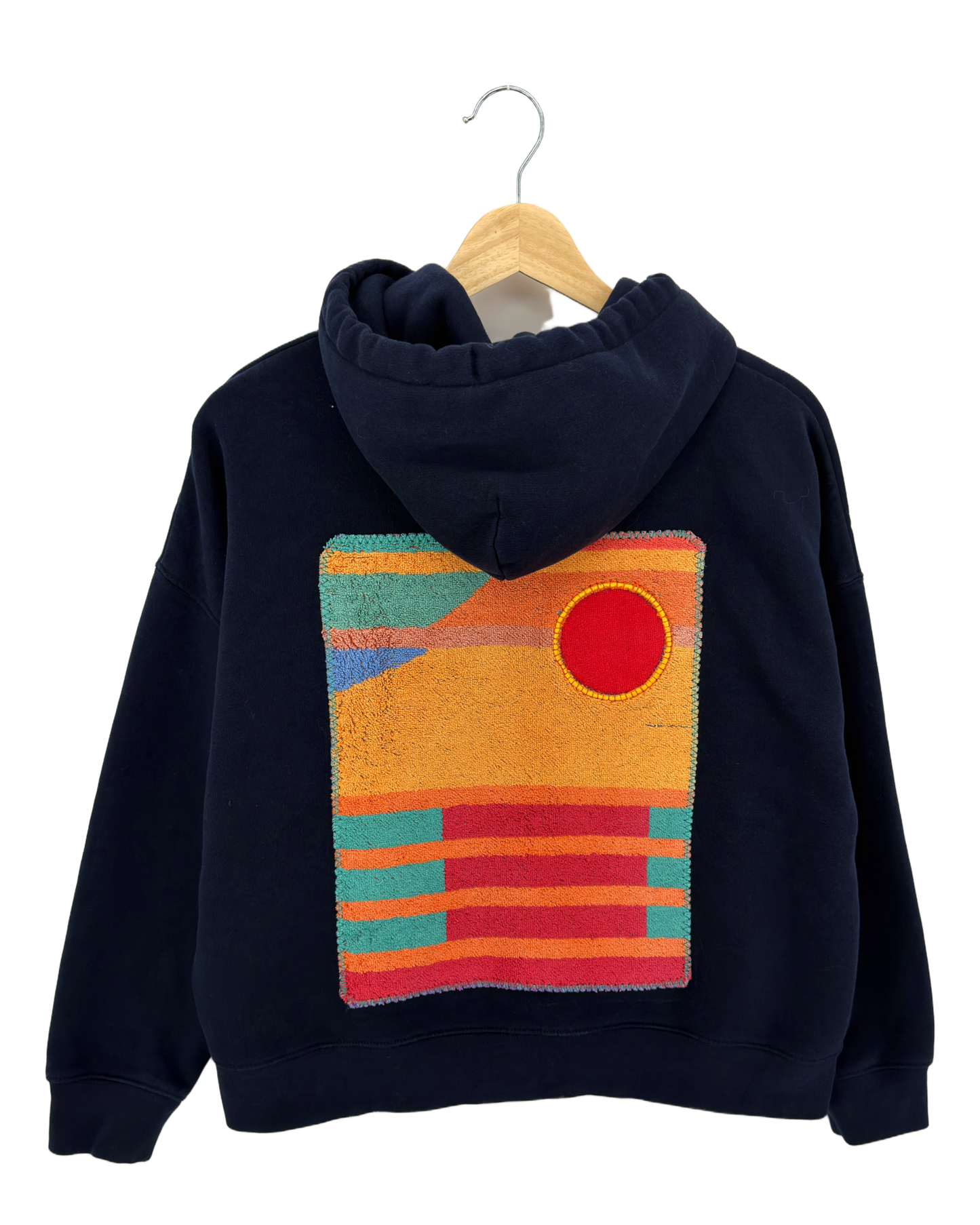 Medium Navy Making a Scene Zip Up Hoodie — one-of-a-kind upcycled vintage beach towel piece, handmade by Kspek