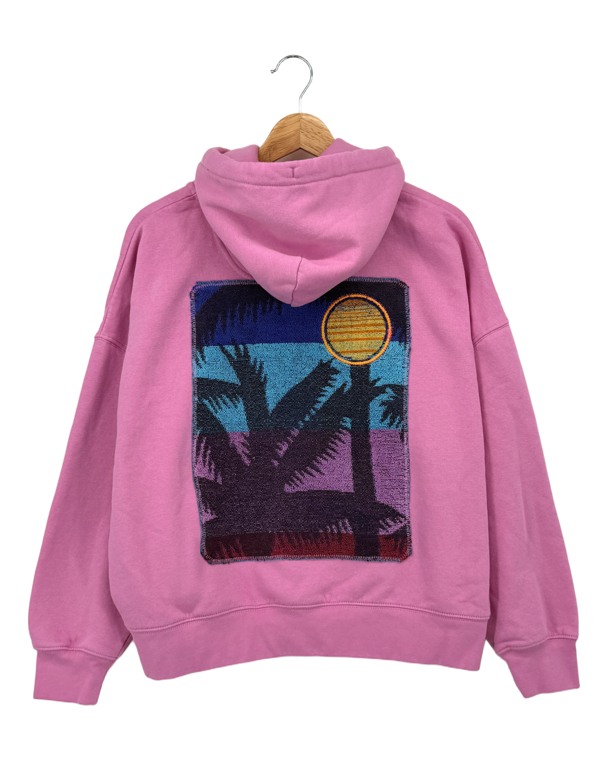 Medium Pink Making a Scene Zip Up Hoodie — one-of-a-kind upcycled vintage beach towel piece, handmade by Kspek