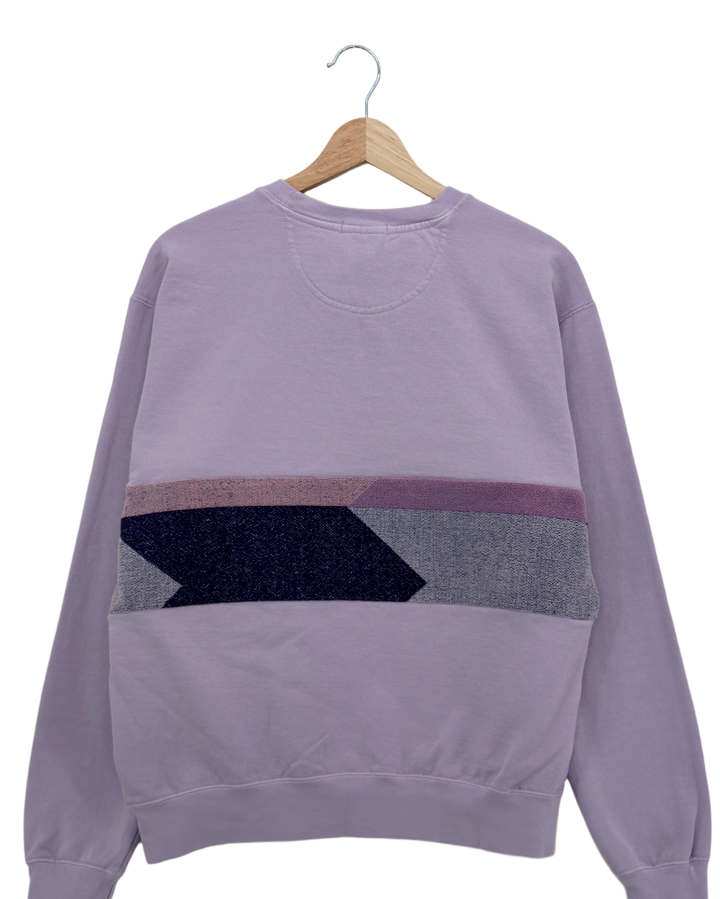Medium Lavender Sunset Chaser "Ocean Dreamscape" — one-of-a-kind upcycled vintage beach towel sweatshirt, handmade by Kspek, view 4