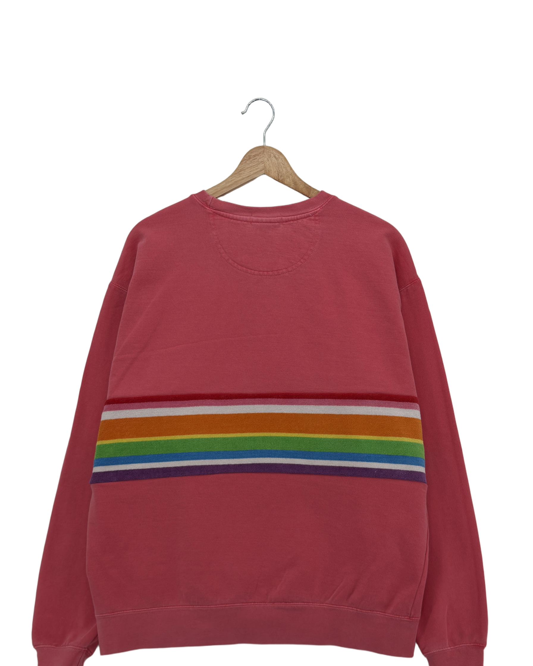 Large Watermelon Sunset Chaser "Retro Radiance" — one-of-a-kind upcycled vintage beach towel sweatshirt, handmade by Kspek, view 4
