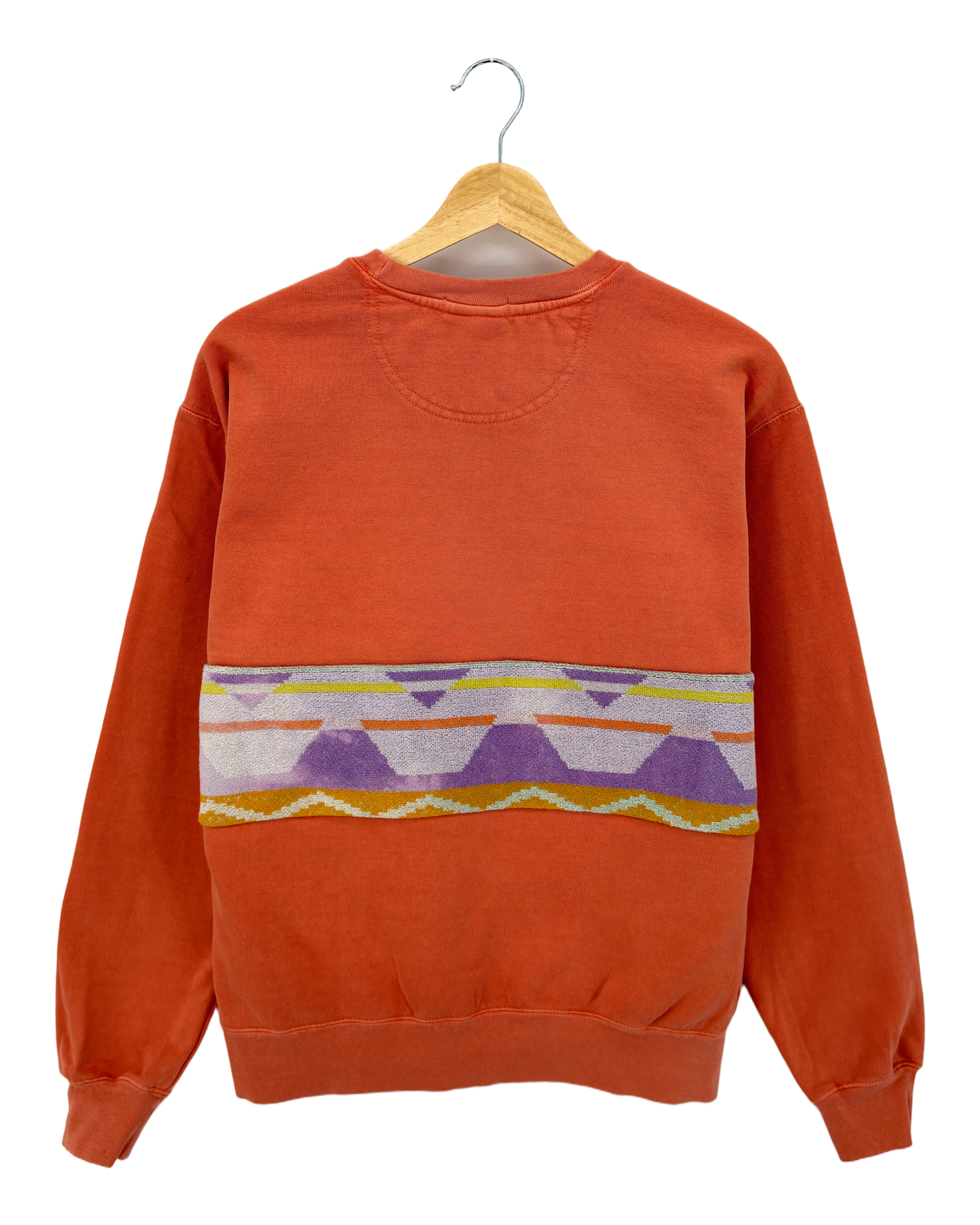 Medium Terracotta Sunset Chaser "Coastal Mosaic" — one-of-a-kind upcycled vintage beach towel sweatshirt, handmade by Kspek, view 4