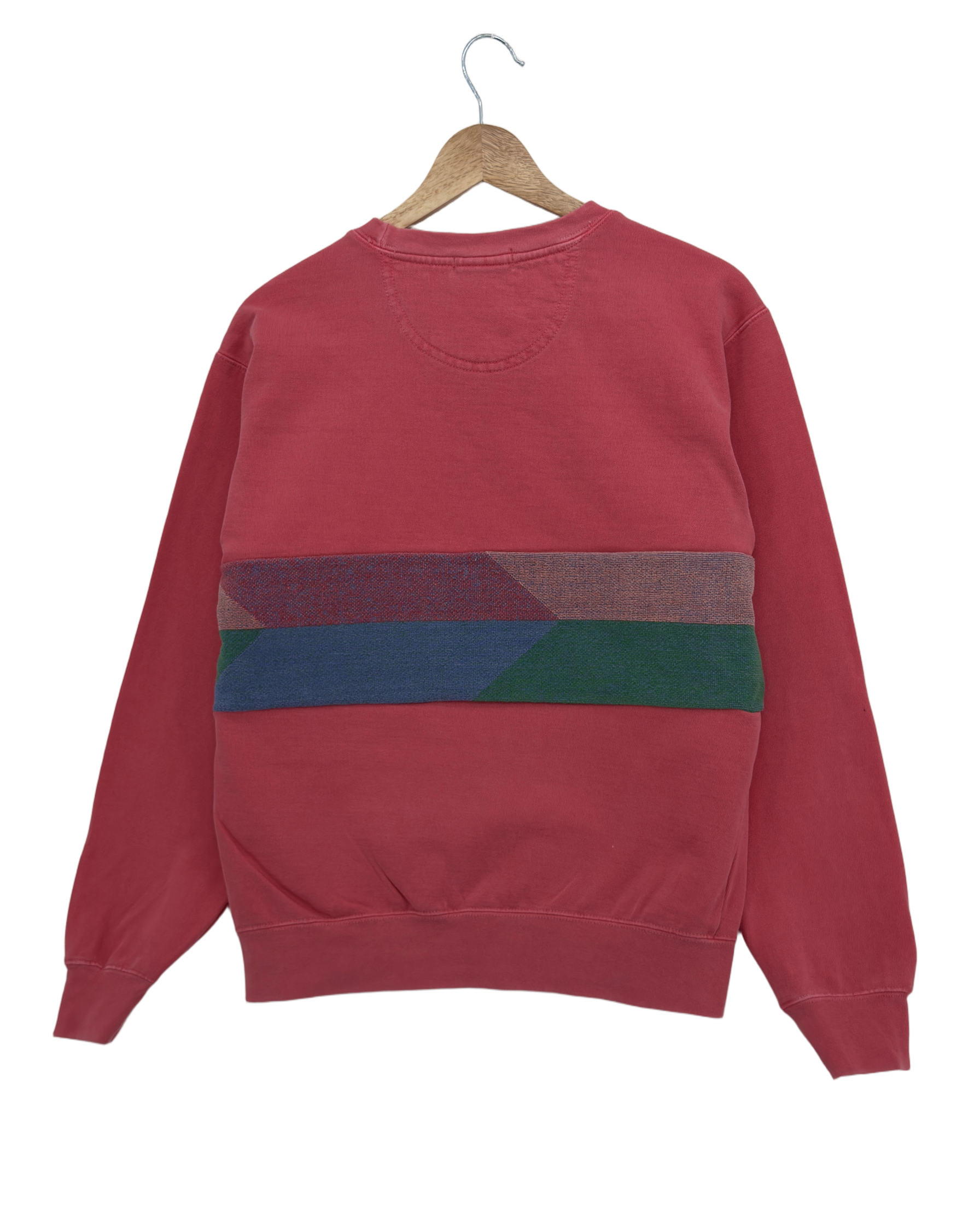 Small Watermelon Sunset Chaser "Horizon Glimpse" — one-of-a-kind upcycled vintage beach towel sweatshirt, handmade by Kspek, view 2