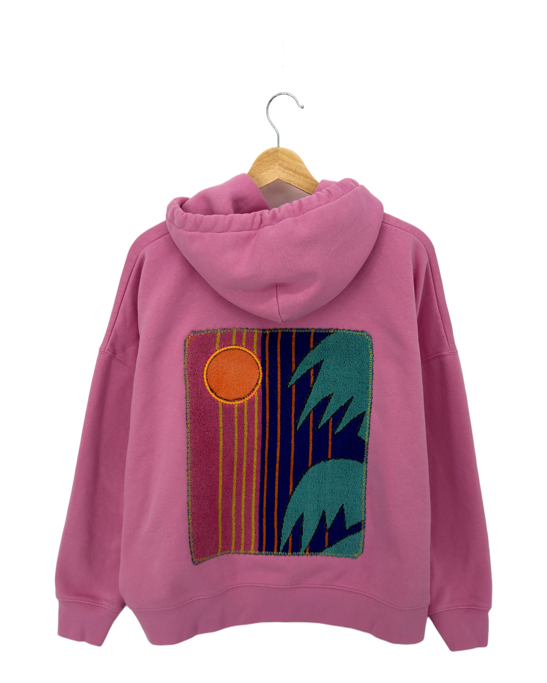 XLarge Pink Making a Scene Zip Up Hoodie — one-of-a-kind upcycled vintage beach towel piece, handmade by Kspek