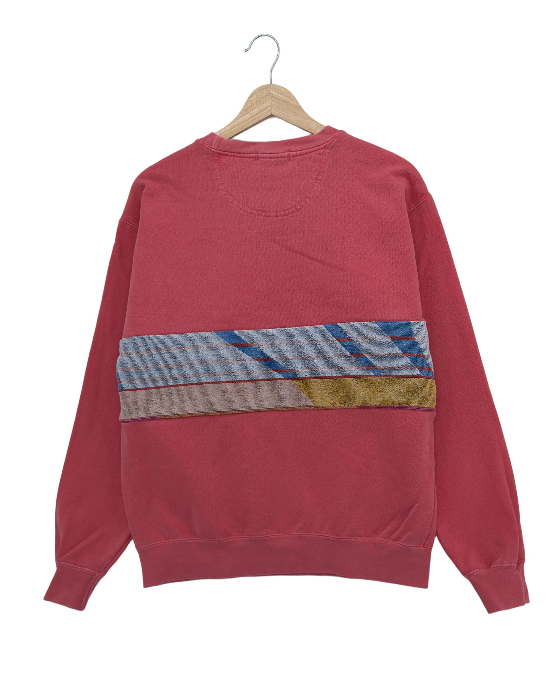 Medium Watermelon Sunset Chaser "Skyline Escape" — one-of-a-kind upcycled vintage beach towel sweatshirt, handmade by Kspek, view 4