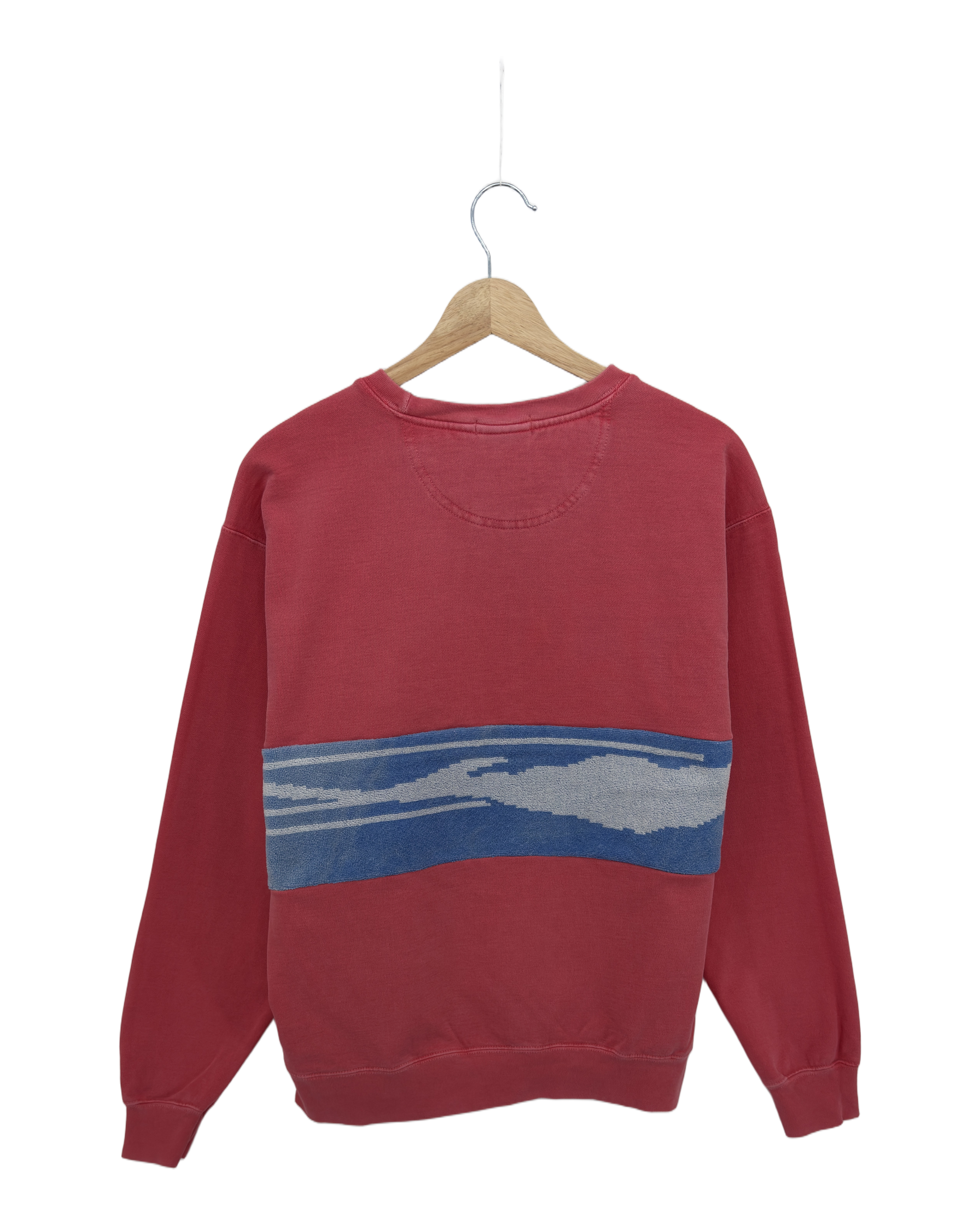 Medium Watermelon Sunset Chaser "Retro Seaside" — one-of-a-kind upcycled vintage beach towel sweatshirt, handmade by Kspek, view 4