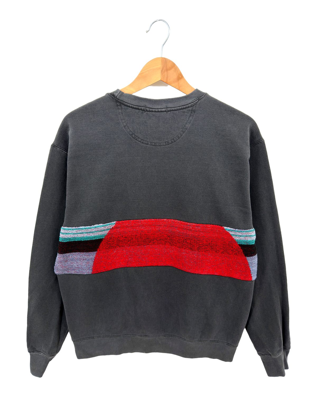Medium Pepper Sunset Chaser "Sailboat Spectrum" — one-of-a-kind upcycled vintage beach towel sweatshirt, handmade by Kspek, view 5