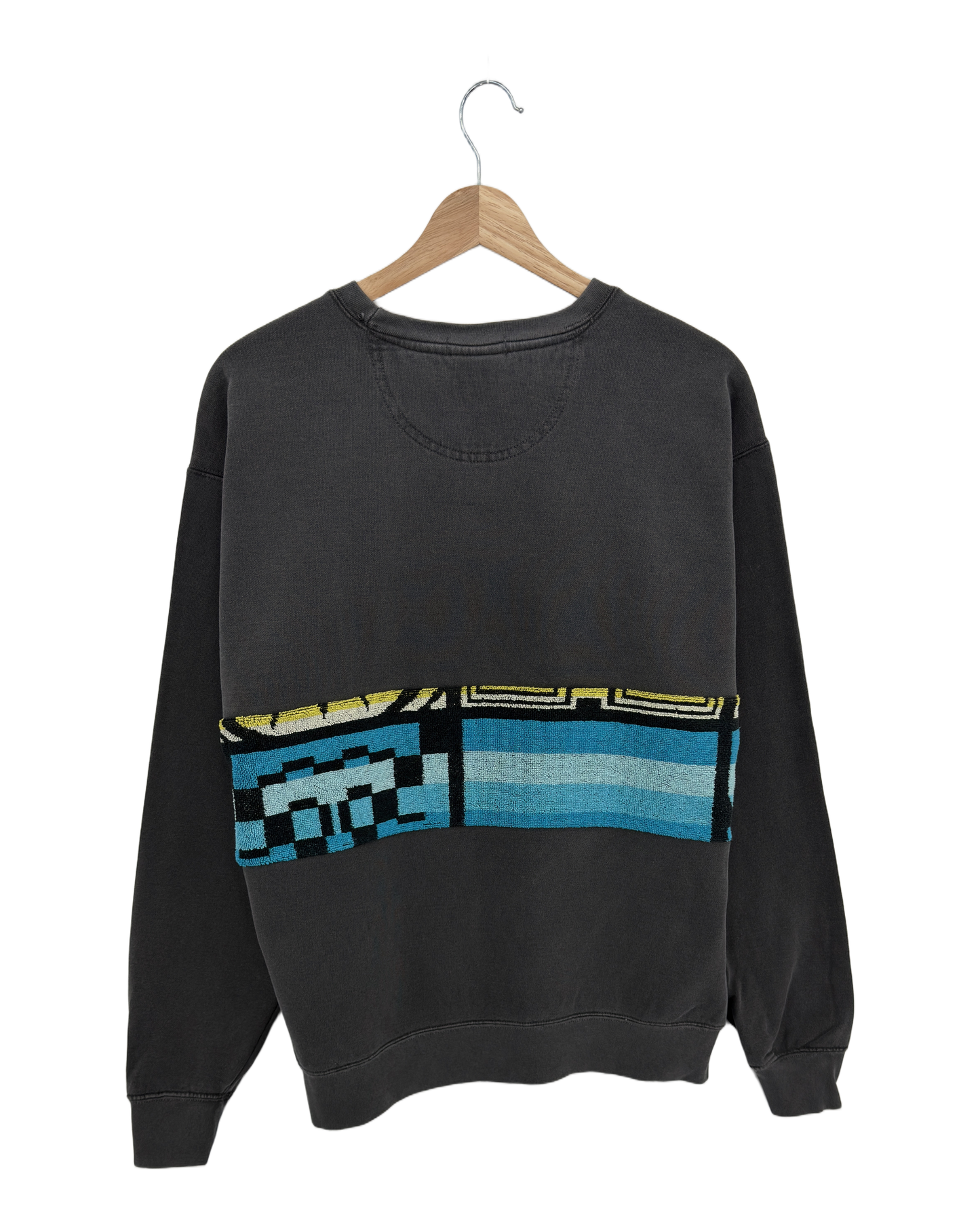 Large Pepper Sunset Chaser "Wave Crest Dream" — one-of-a-kind upcycled vintage beach towel sweatshirt, handmade by Kspek, view 4
