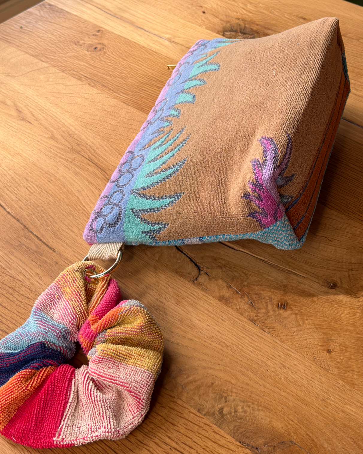 Repurposed Towel Beach Clutch “Coastal Charm” — handmade by Kspek from upcycled vintage textiles, view 4