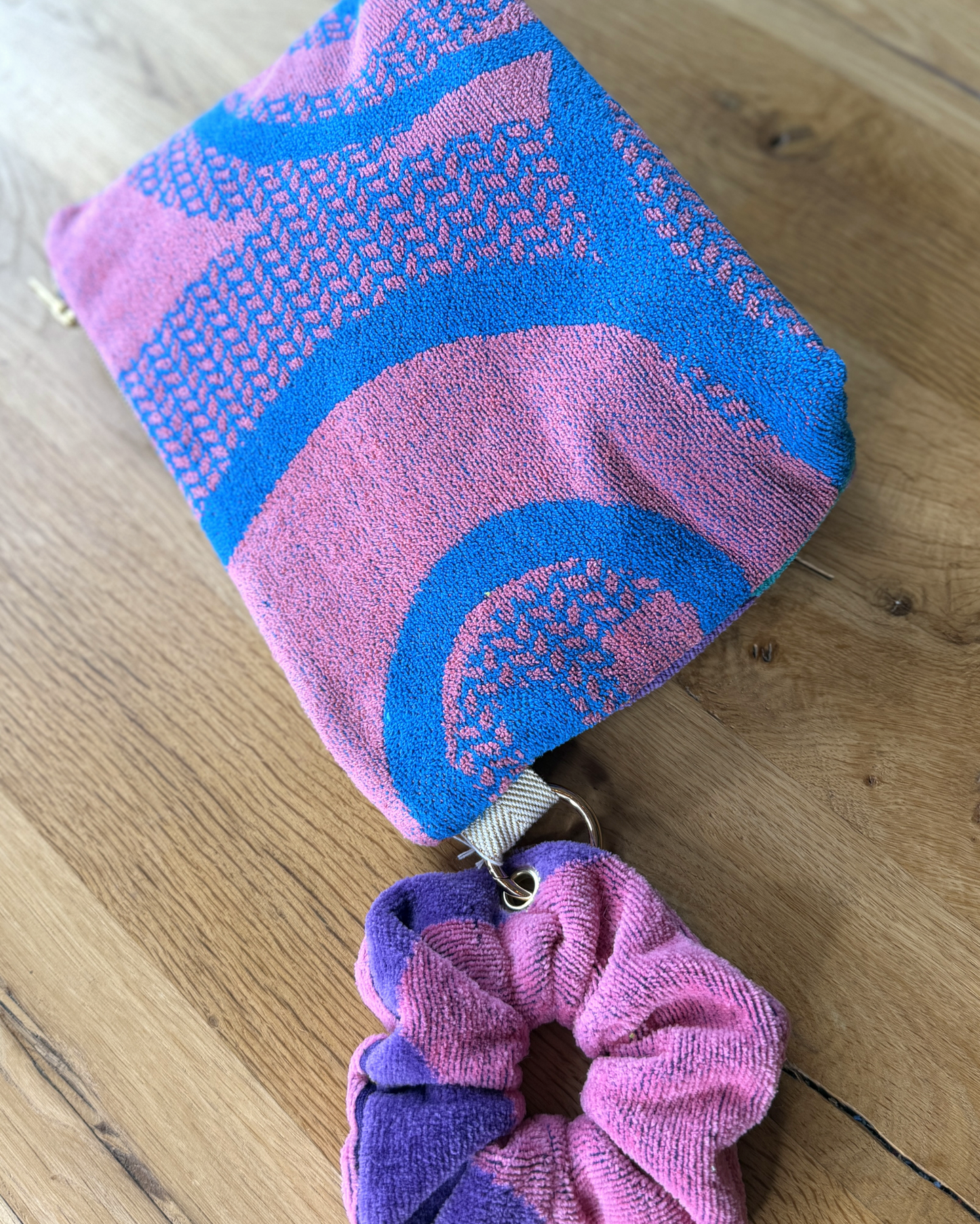 Repurposed Towel Beach Clutch “Desert Retreat” — handmade by Kspek from upcycled vintage textiles, view 5