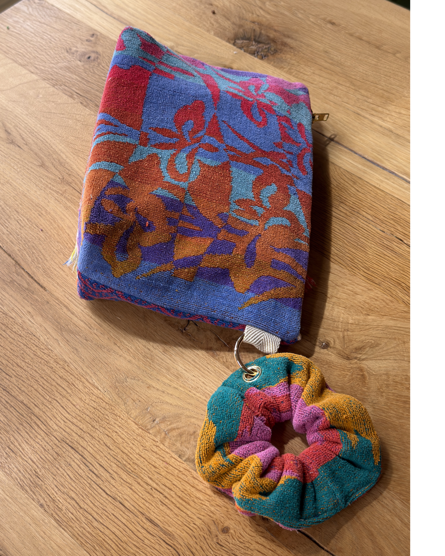 Repurposed Towel Beach Clutch “Sunny Escape” — handmade by Kspek from upcycled vintage textiles, view 4