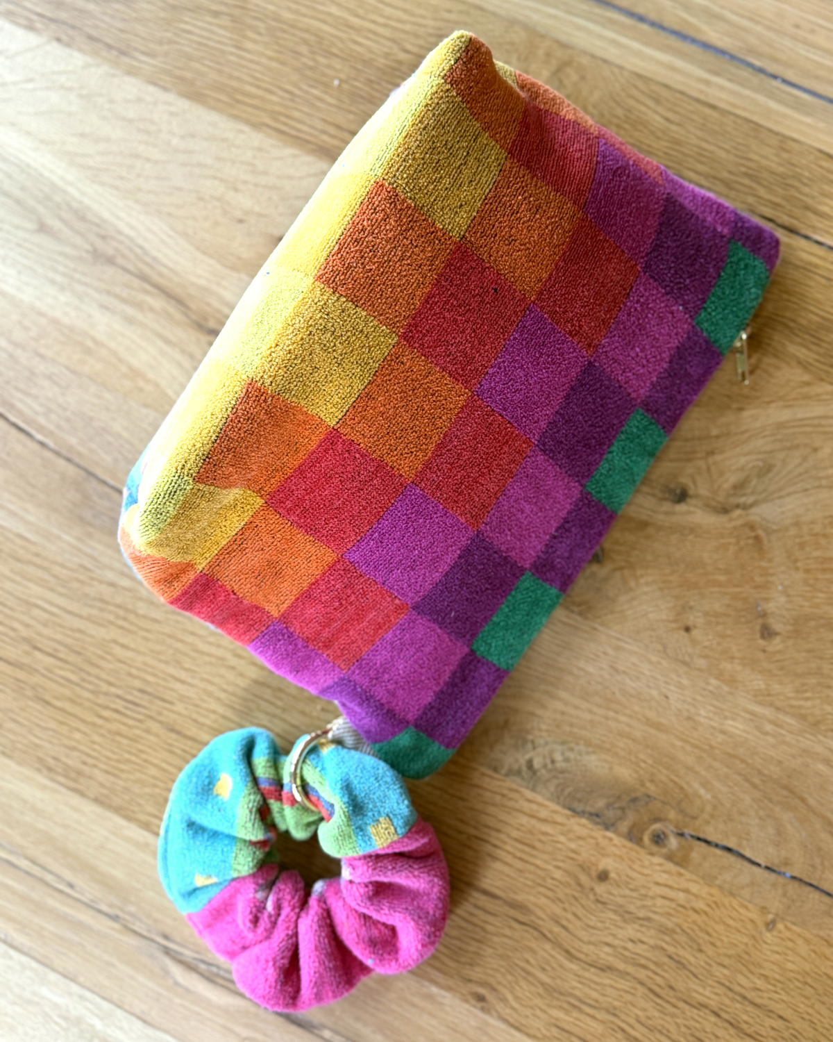 Repurposed Towel Beach Clutch “Horizon Wave” — handmade by Kspek from upcycled vintage textiles, view 6