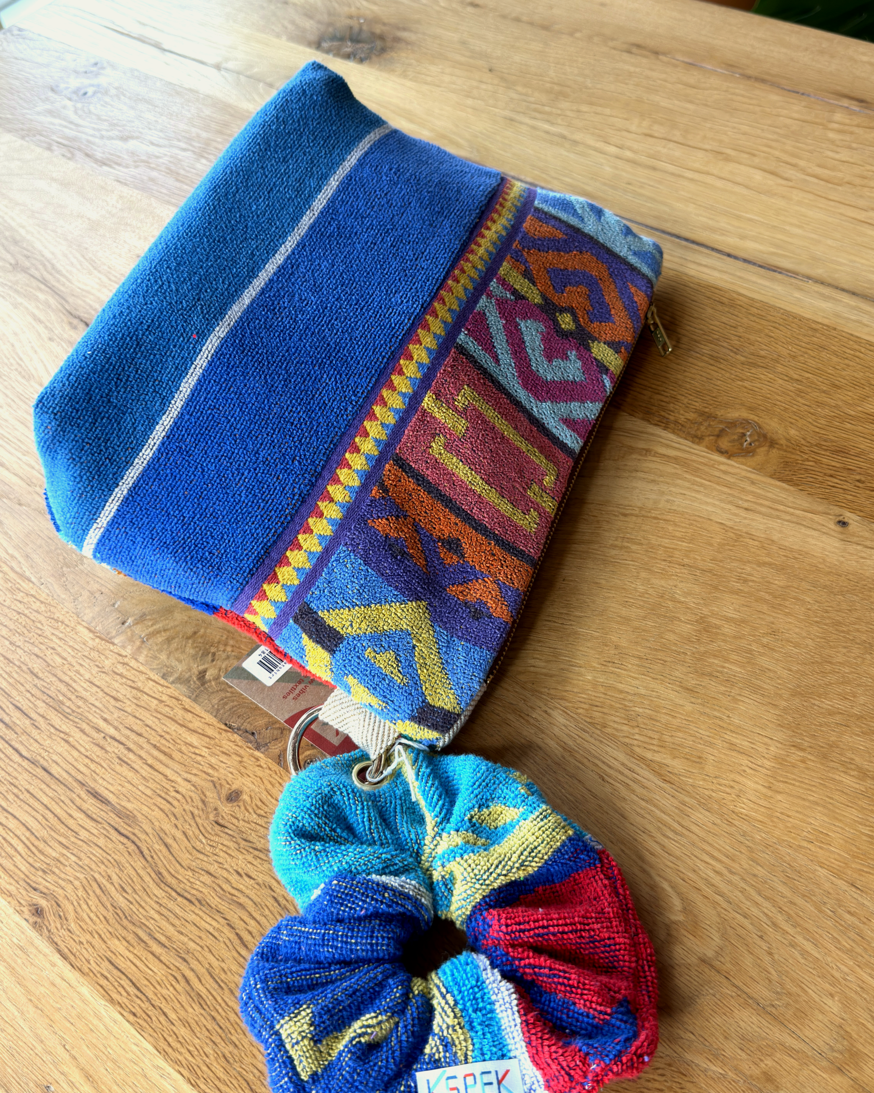 Repurposed Towel Beach Clutch “Favorite Spot” — handmade by Kspek from upcycled vintage textiles, view 6