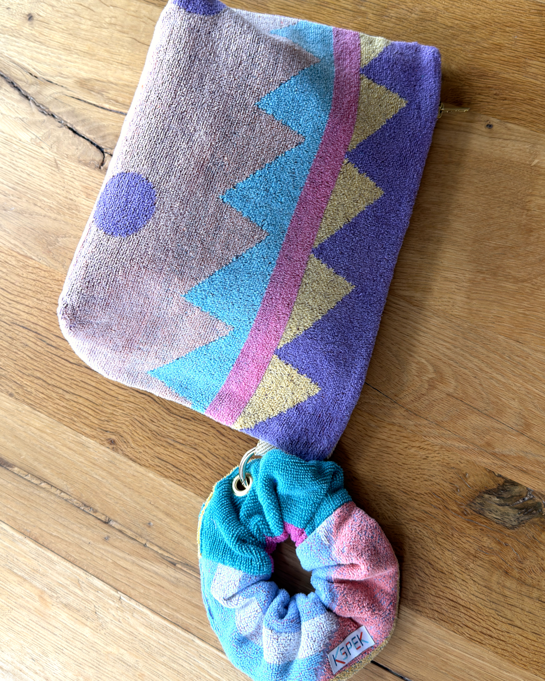 Repurposed Towel Beach Clutch “Desert Horizon” — handmade by Kspek from upcycled vintage textiles, view 6