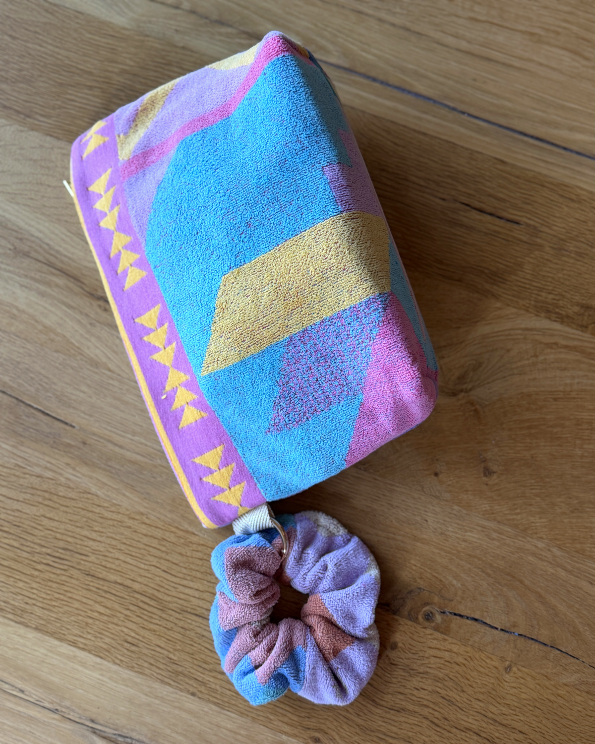 Repurposed Towel Beach Clutch “Coastal Dusk” — handmade by Kspek from upcycled vintage textiles, view 5