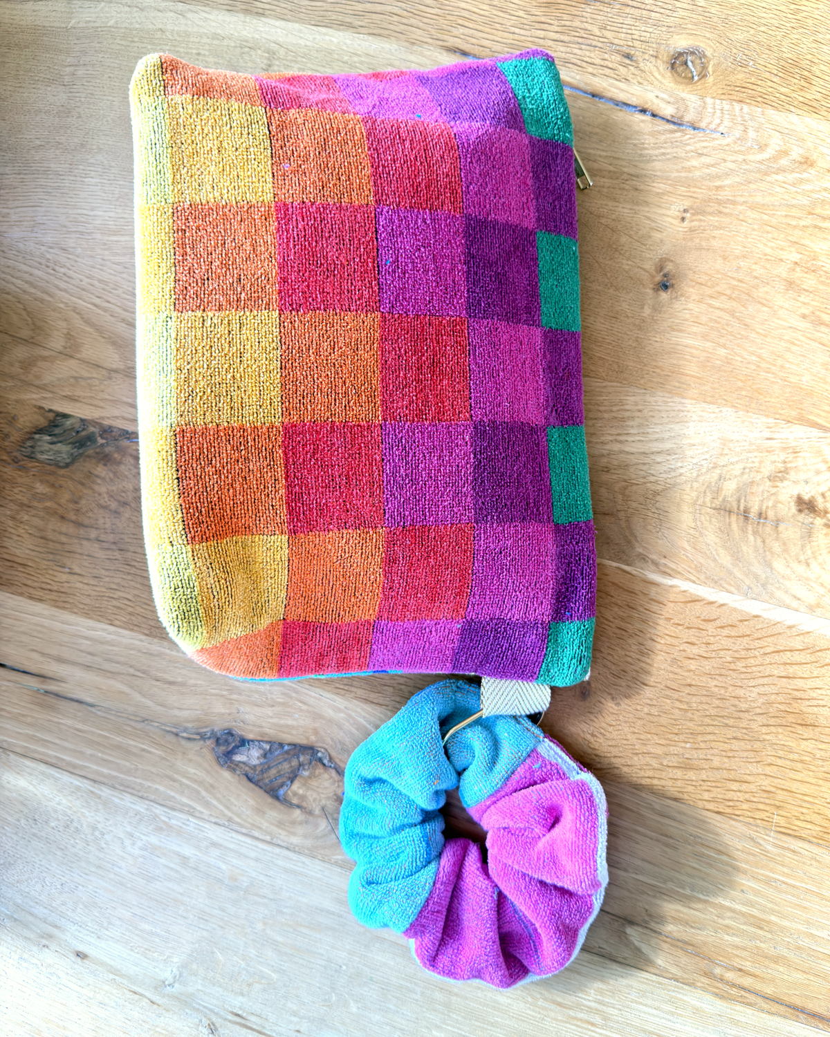 Repurposed Towel Beach Clutch “Tidal Dreams” — handmade by Kspek from upcycled vintage textiles, view 6