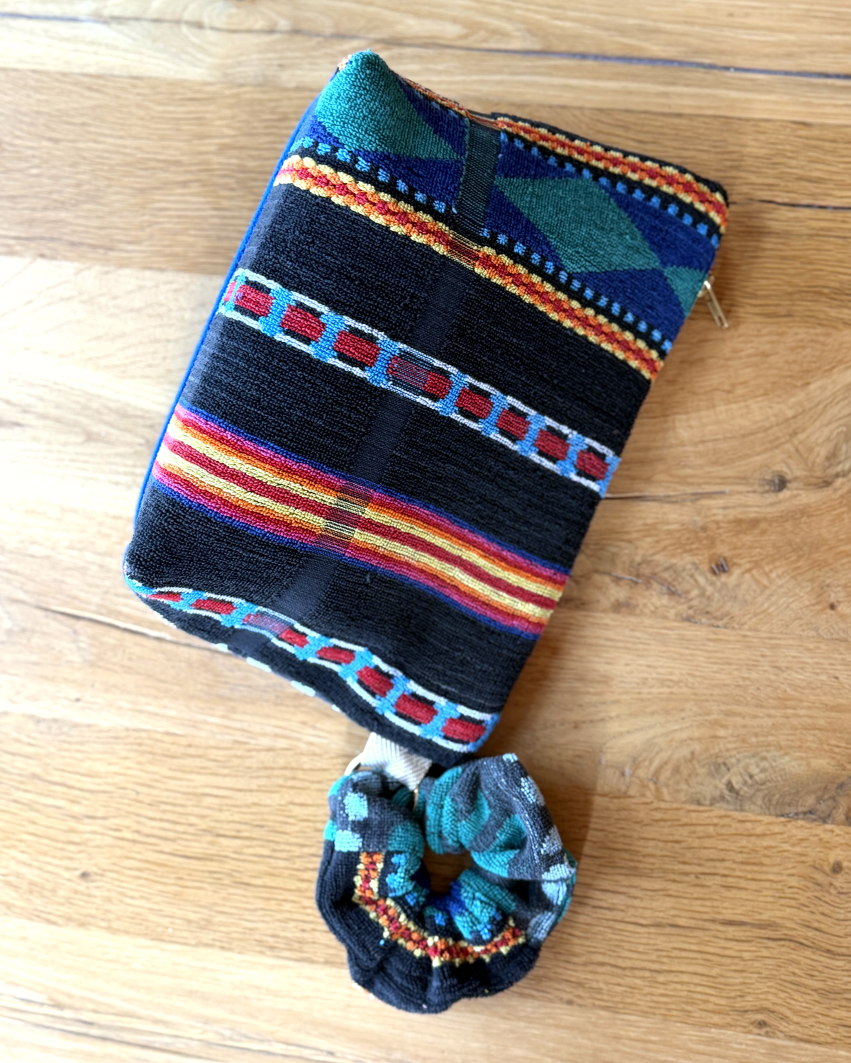 Repurposed Towel Beach Clutch “Dune Horizon” — handmade by Kspek from upcycled vintage textiles, view 6