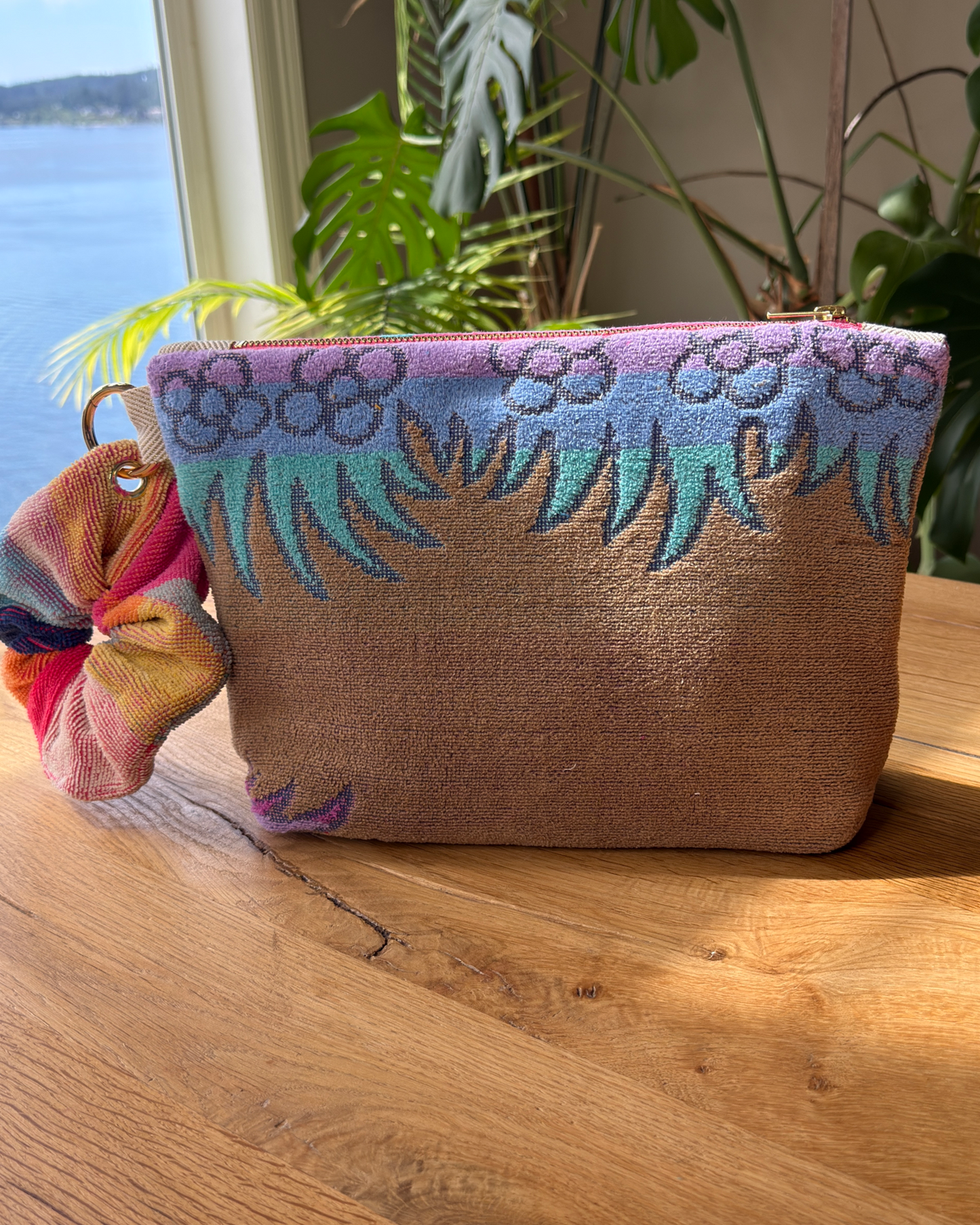 Repurposed Towel Beach Clutch “Coastal Charm” — handmade by Kspek from upcycled vintage textiles, view 2
