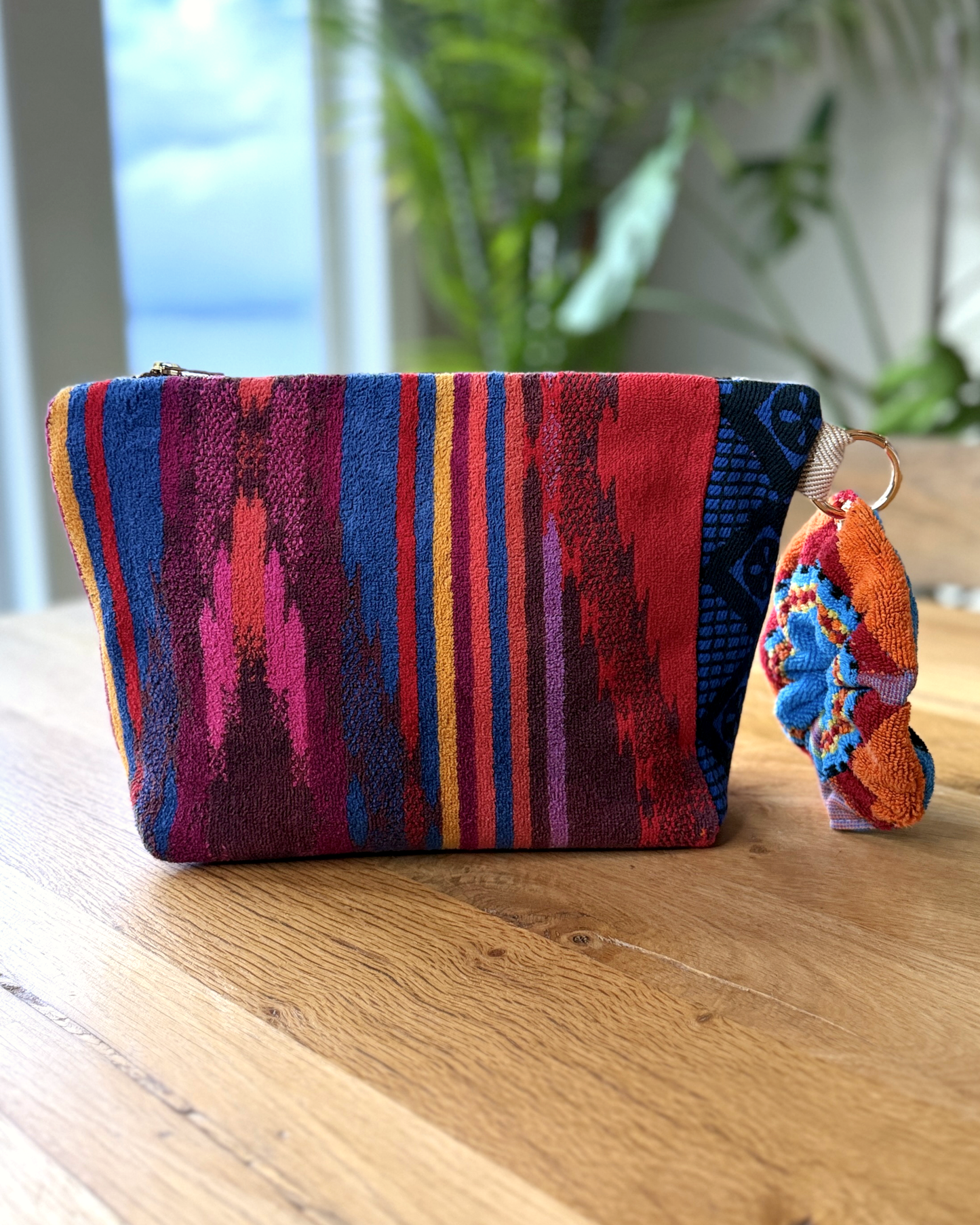 Repurposed Towel Beach Clutch “Horizon Vibes” — handmade by Kspek from upcycled vintage textiles, view 4