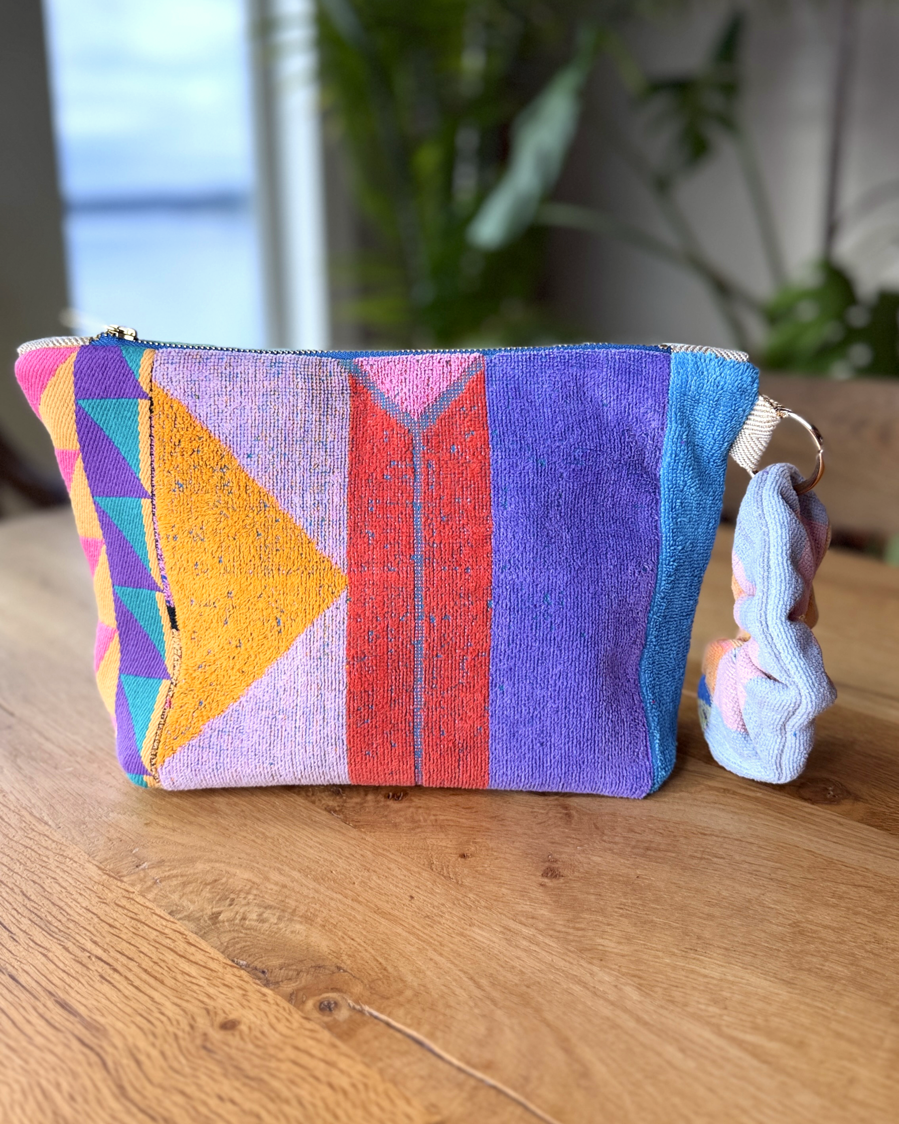 Repurposed Towel Beach Clutch “Surf Horizon” — handmade by Kspek from upcycled vintage textiles, view 4