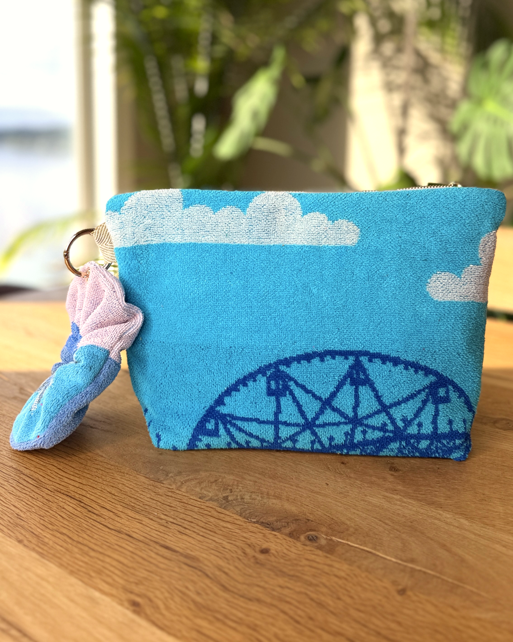 Repurposed Towel Beach Clutch “Tide Horizon” — handmade by Kspek from upcycled vintage textiles, view 3