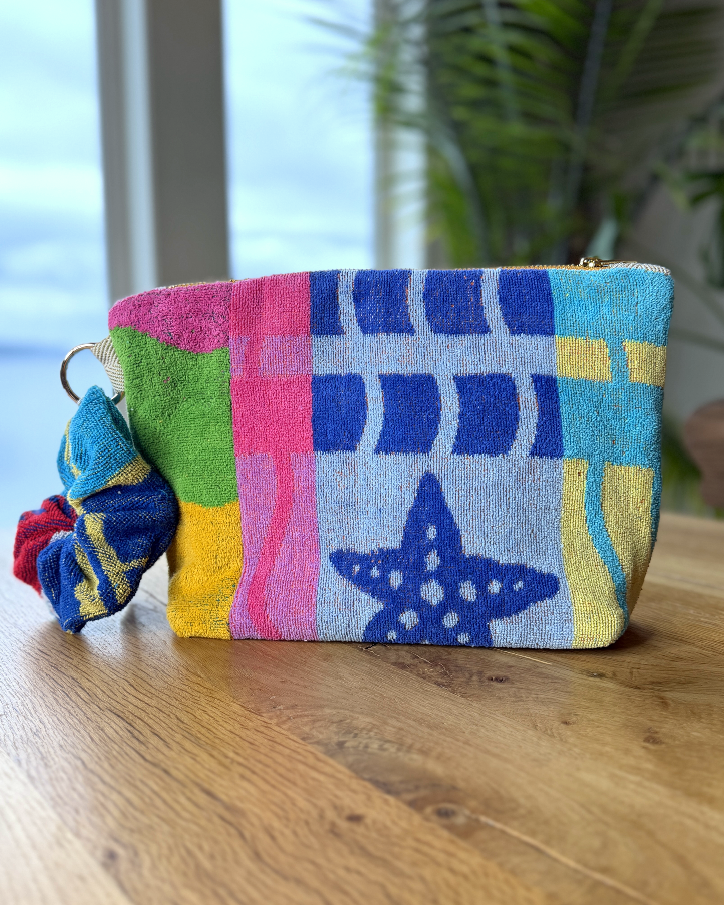 Repurposed Towel Beach Clutch “Dream Vacay” — handmade by Kspek from upcycled vintage textiles, view 4