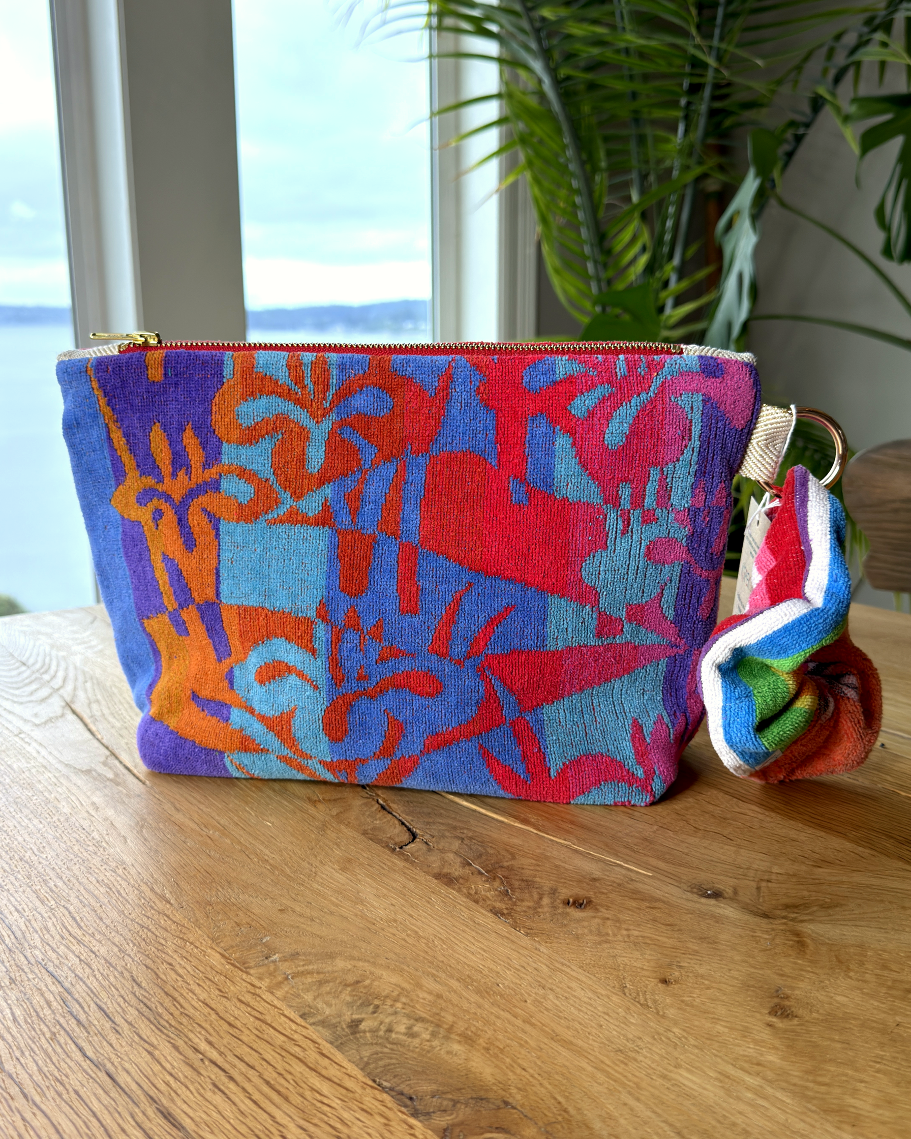 Repurposed Towel Beach Clutch “In Living Color” — handmade by Kspek from upcycled vintage textiles, view 4