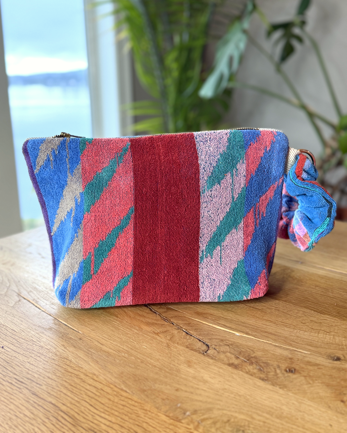Repurposed Towel Beach Clutch “Tidal Vibes” — handmade by Kspek from upcycled vintage textiles, view 4