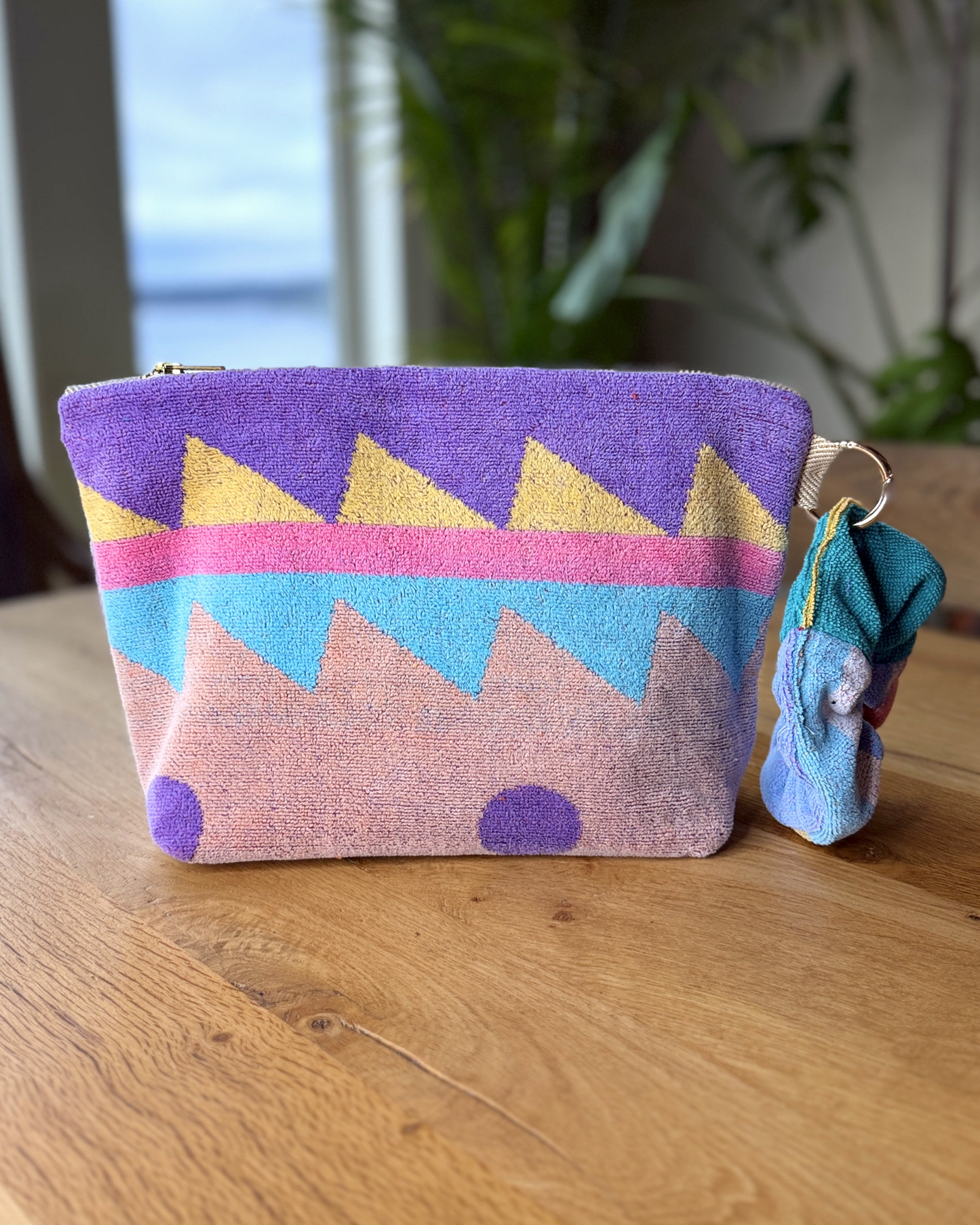 Repurposed Towel Beach Clutch “Desert Horizon” — handmade by Kspek from upcycled vintage textiles, view 4