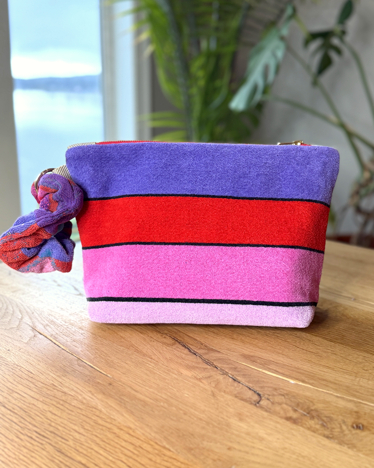 Repurposed Towel Beach Clutch “Desert Dawn” — handmade by Kspek from upcycled vintage textiles, view 3