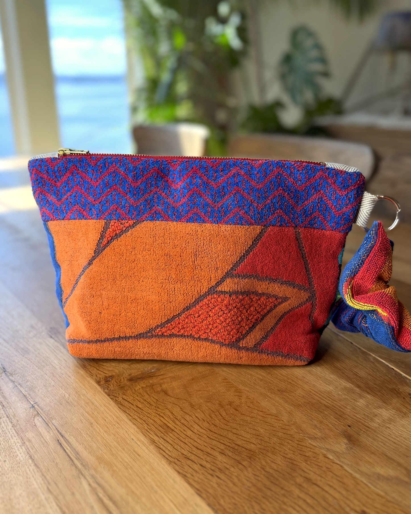 Repurposed Towel Beach Clutch “Sunny Shores” — handmade by Kspek from upcycled vintage textiles, view 4