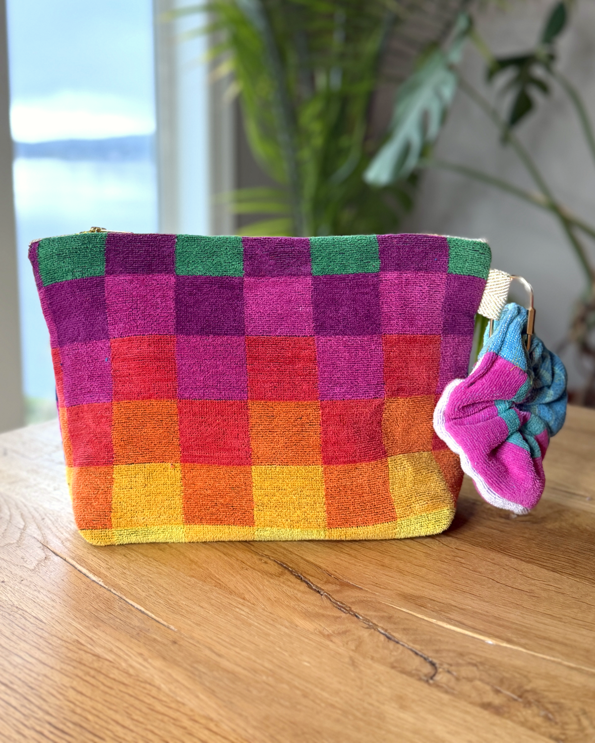 Repurposed Towel Beach Clutch “Tidal Dreams” — handmade by Kspek from upcycled vintage textiles, view 4