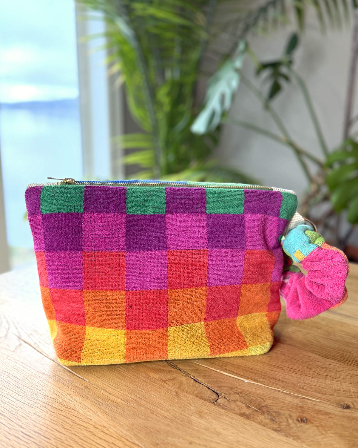 Repurposed Towel Beach Clutch “Horizon Wave” — handmade by Kspek from upcycled vintage textiles, view 4