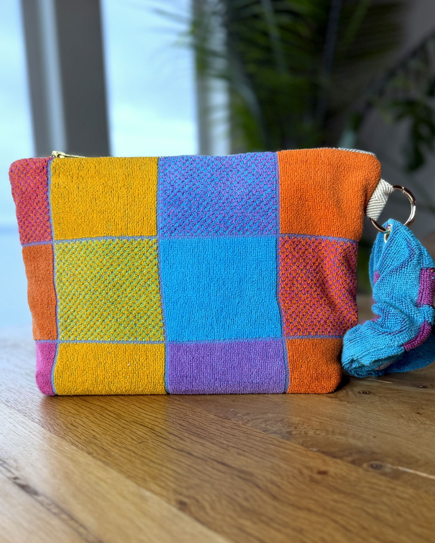 Repurposed Towel Beach Clutch “Painted Desert” — handmade by Kspek from upcycled vintage textiles, view 4