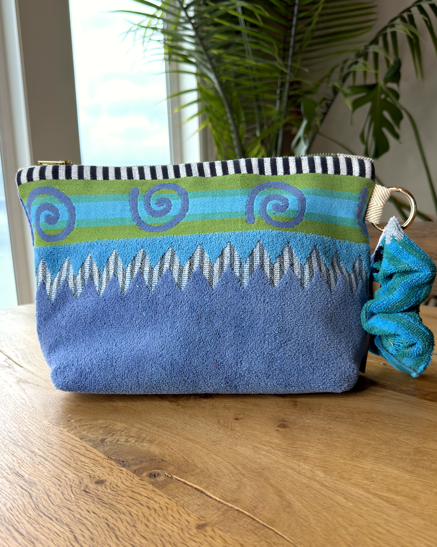 Repurposed Towel Beach Clutch “Retro Beach Vibe” — handmade by Kspek from upcycled vintage textiles, view 4