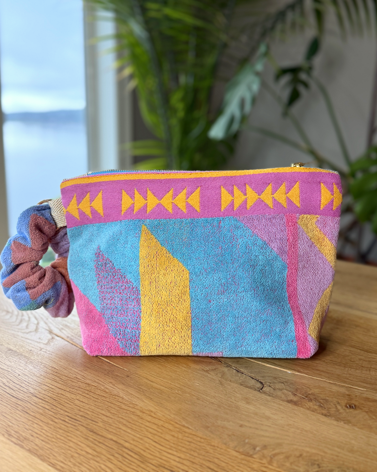 Repurposed Towel Beach Clutch “Coastal Dusk” — handmade by Kspek from upcycled vintage textiles, view 3