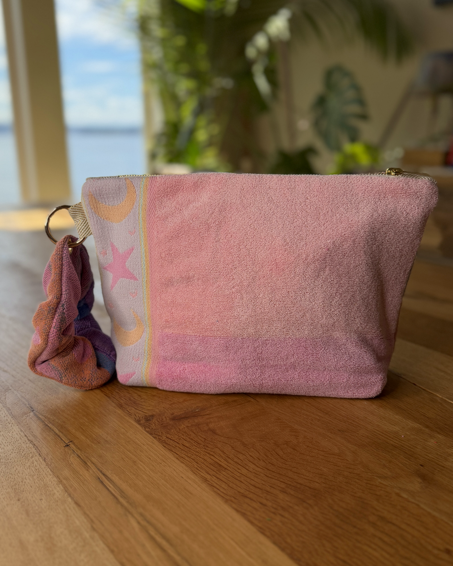 Repurposed Towel Beach Clutch “Coastal Retro Vibes” — handmade by Kspek from upcycled vintage textiles, view 3