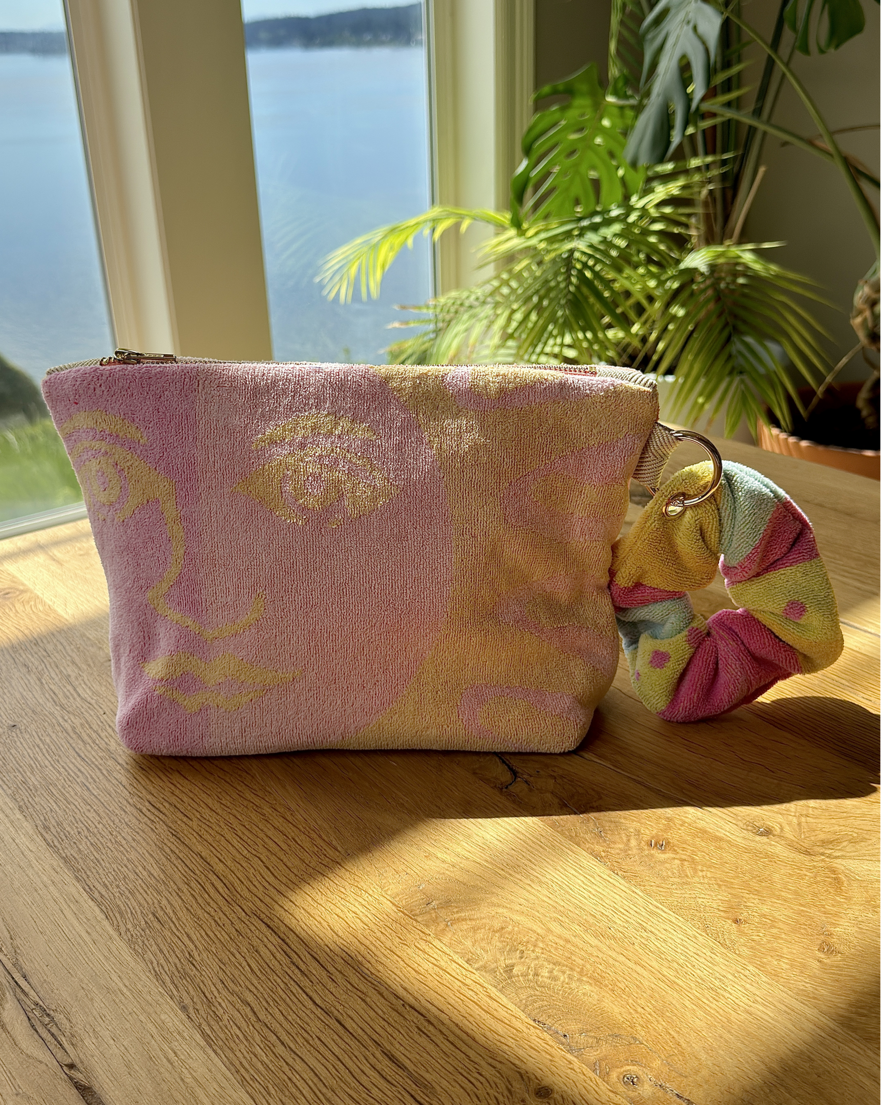 Repurposed Towel Beach Clutch “Sunset Shores” — handmade by Kspek from upcycled vintage textiles, view 2