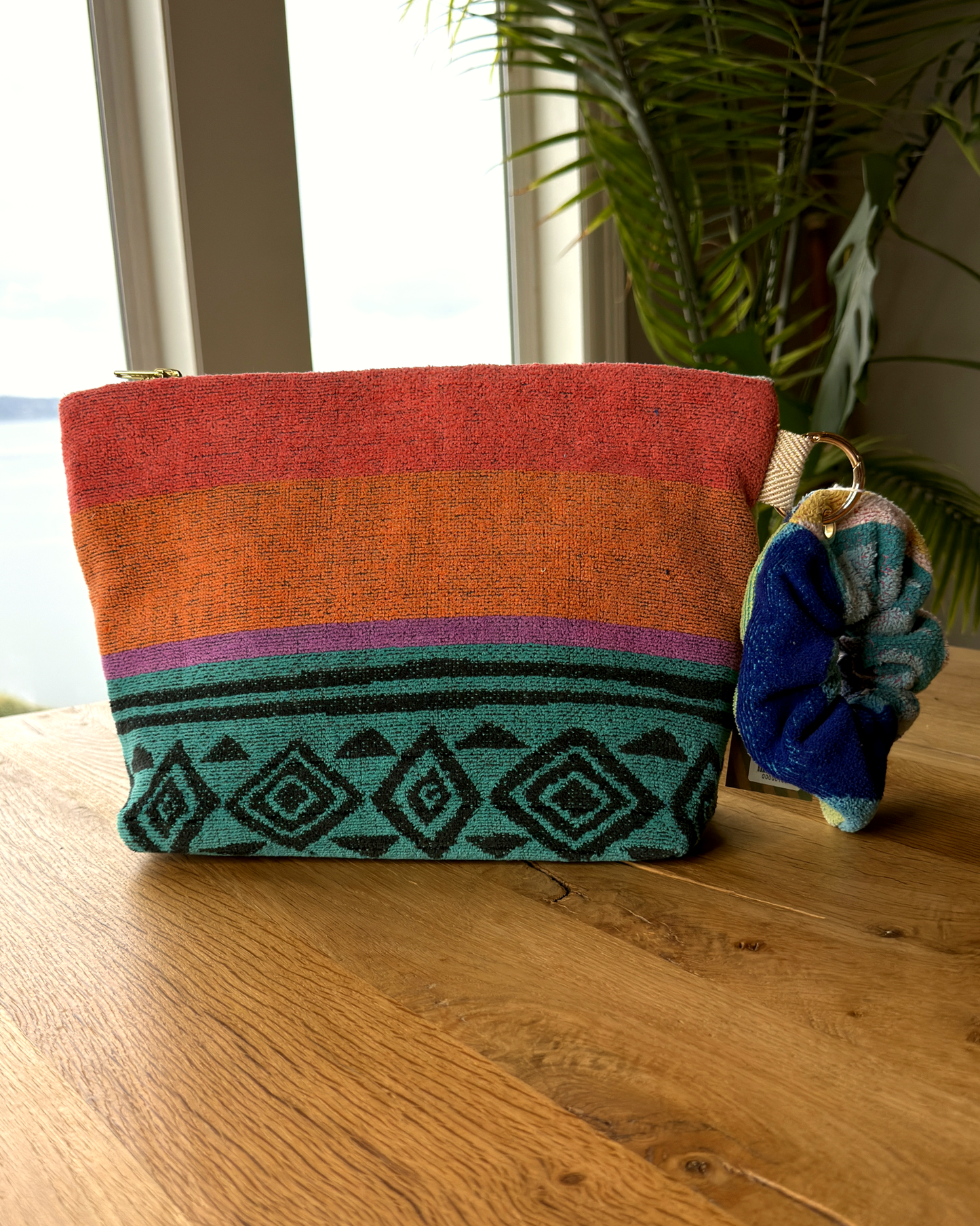 Repurposed Towel Beach Clutch “Island Life” — handmade by Kspek from upcycled vintage textiles, view 4