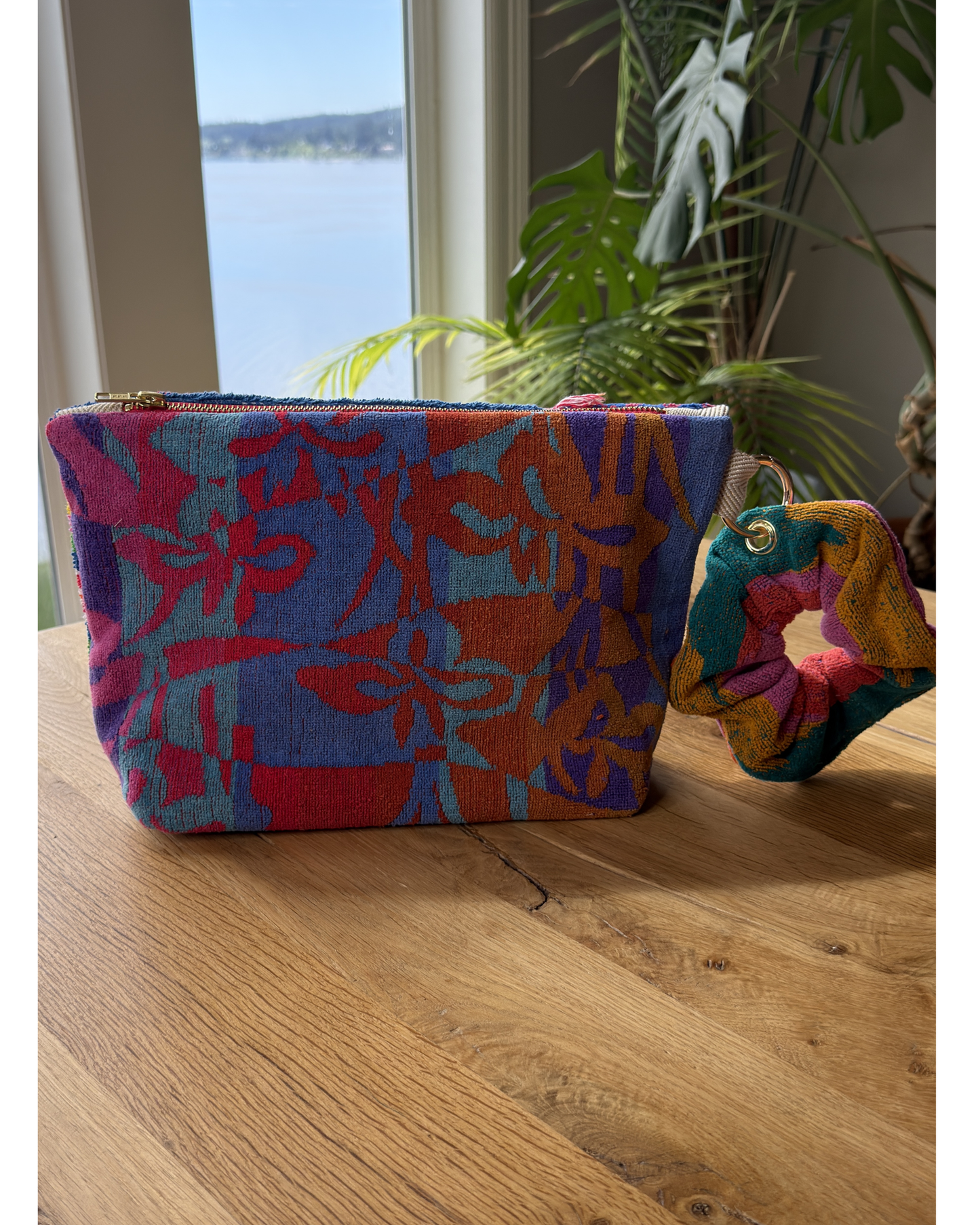 Repurposed Towel Beach Clutch “Sunny Escape” — handmade by Kspek from upcycled vintage textiles, view 2