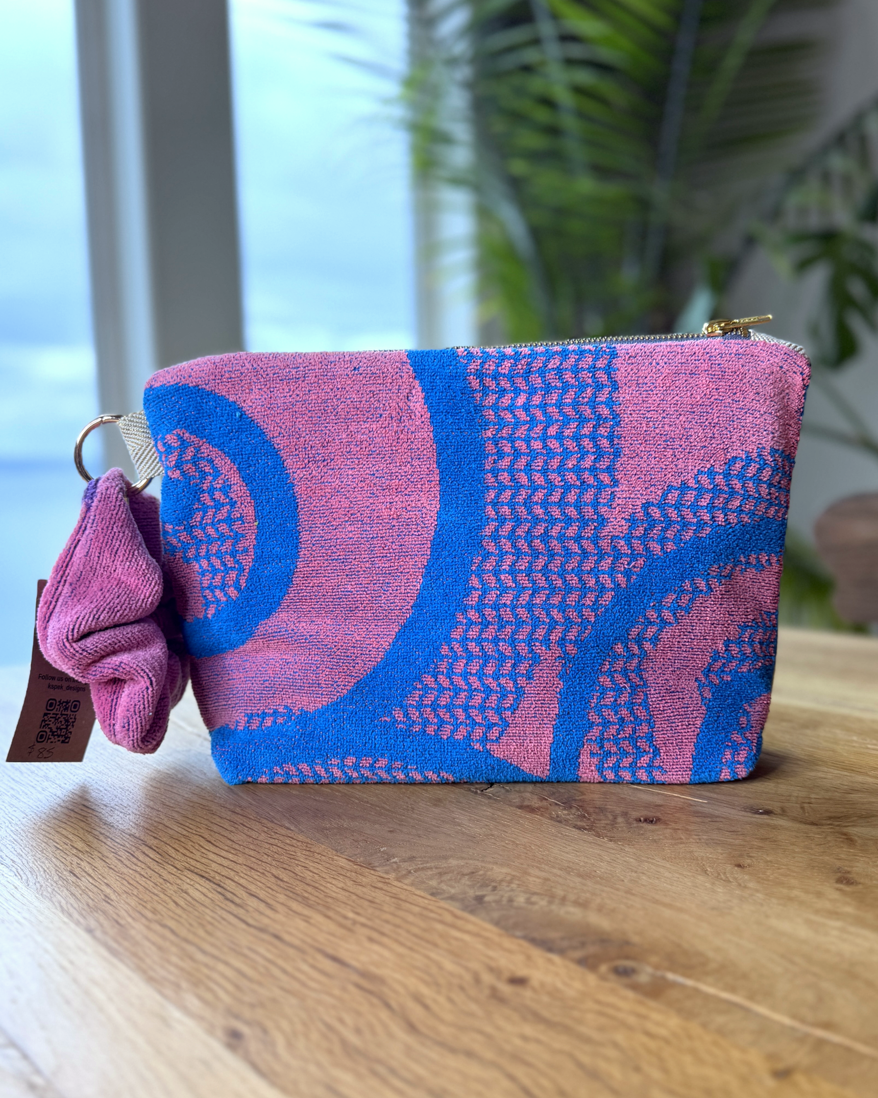 Repurposed Towel Beach Clutch “Desert Retreat” — handmade by Kspek from upcycled vintage textiles, view 3