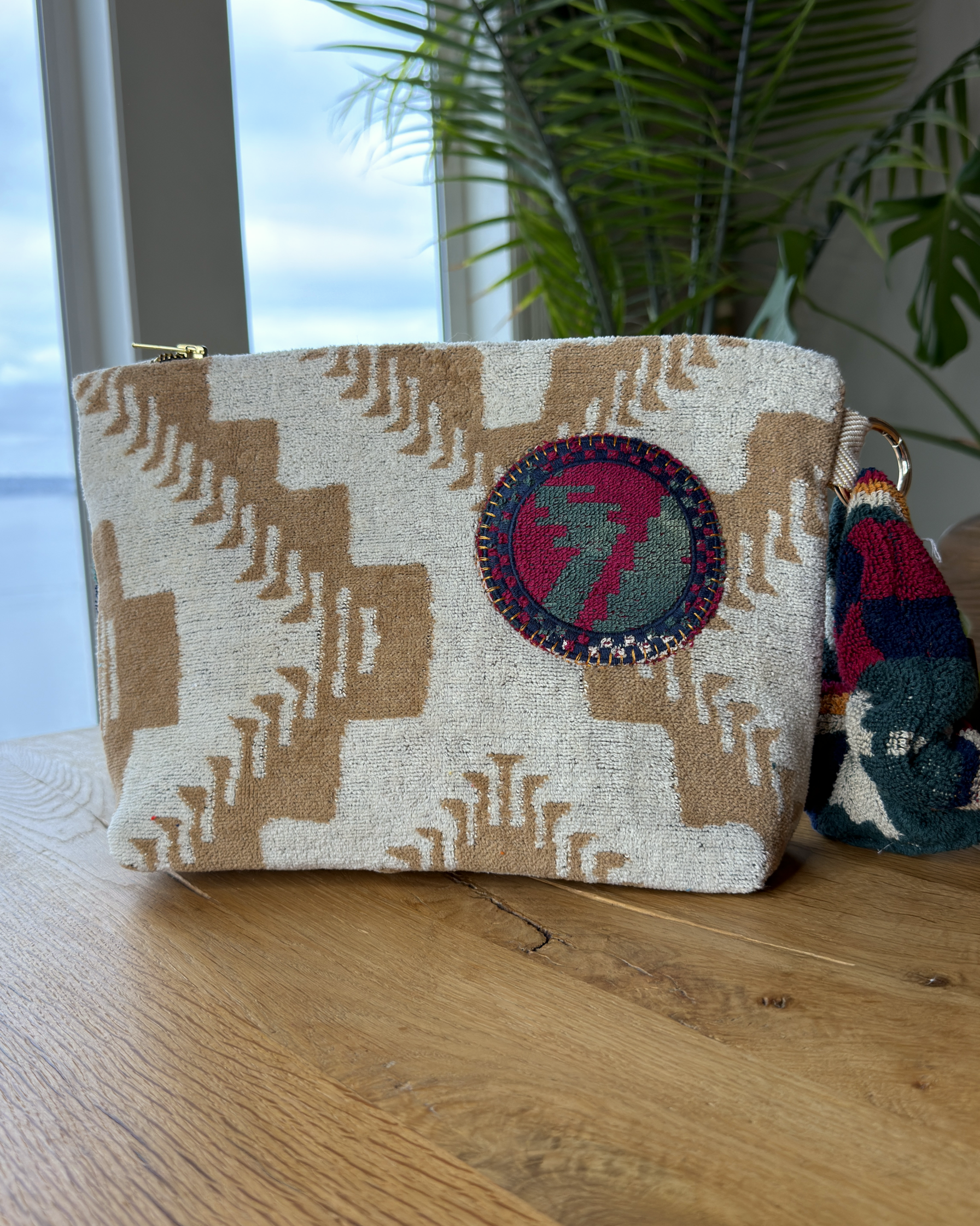 Repurposed Towel Beach Clutch “Southwest Escape” — handmade by Kspek from upcycled vintage textiles, view 4