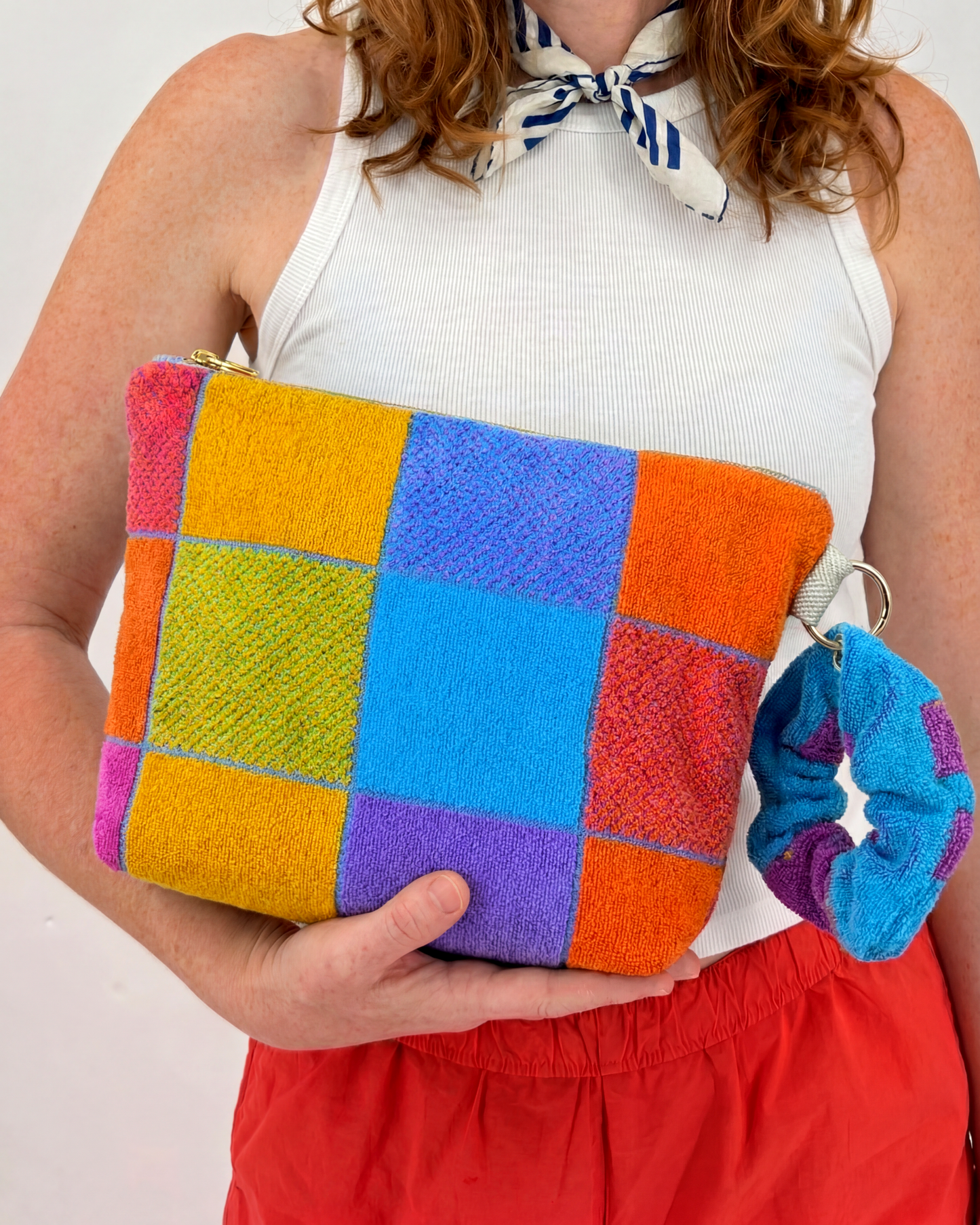 Repurposed Towel Beach Clutch “Painted Desert” — handmade by Kspek from upcycled vintage textiles, view 2