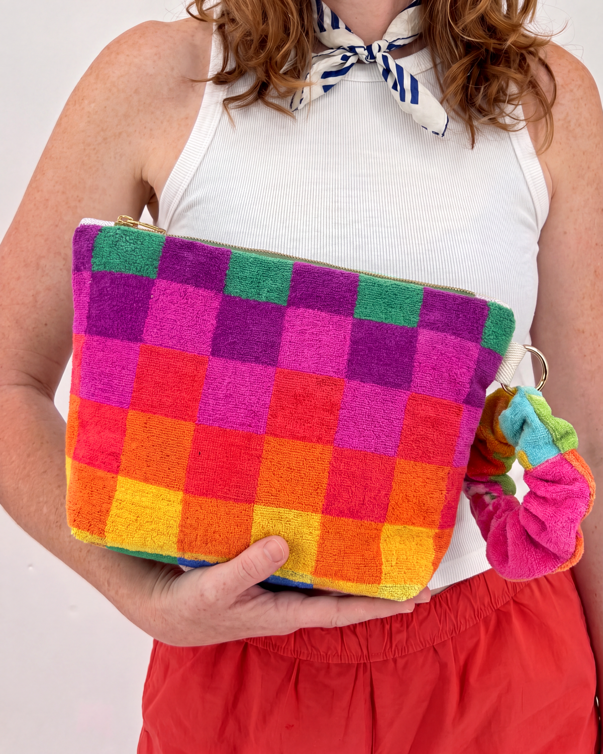 Repurposed Towel Beach Clutch “Horizon Wave” — handmade by Kspek from upcycled vintage textiles, view 2