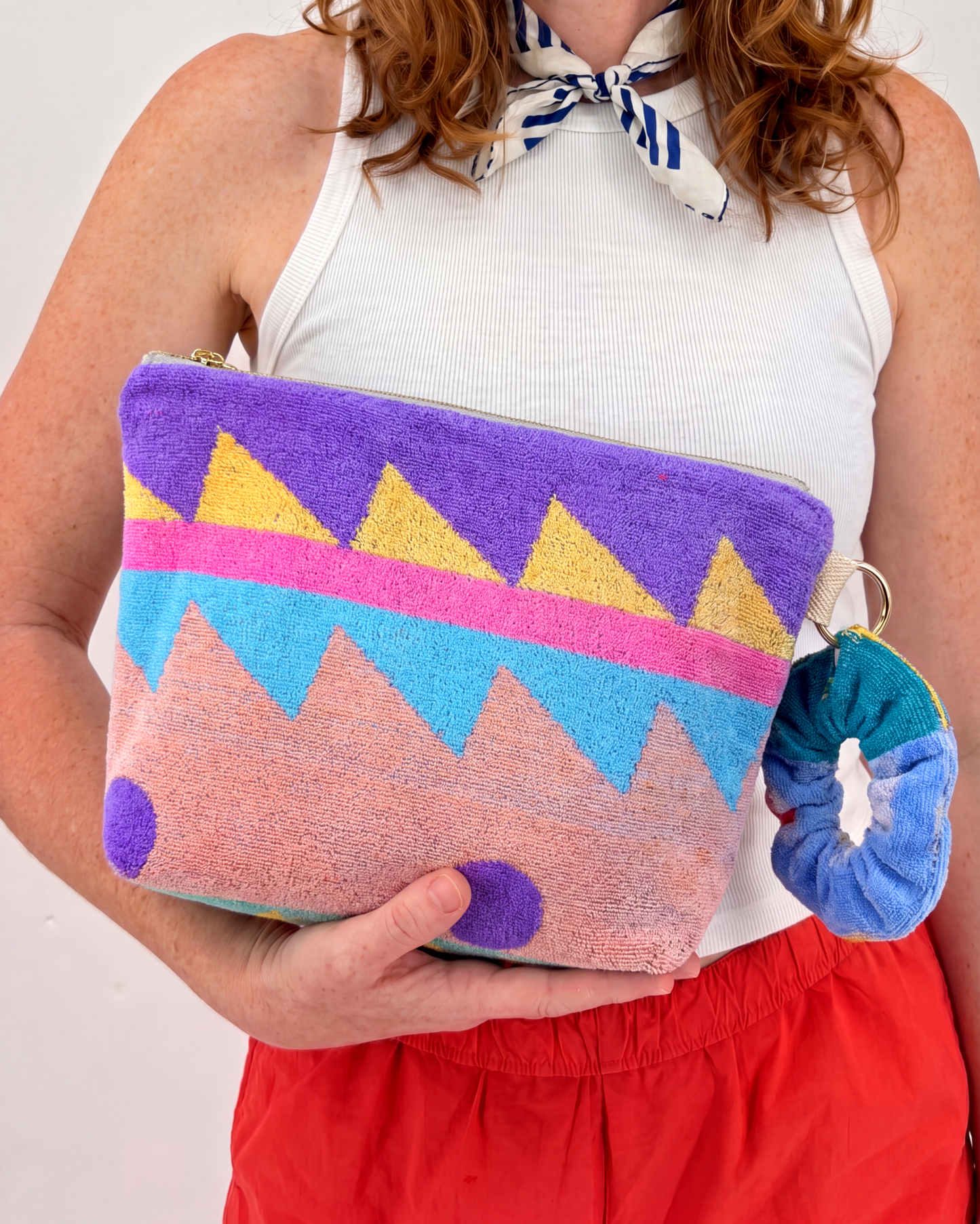 Repurposed Towel Beach Clutch “Desert Horizon” — handmade by Kspek from upcycled vintage textiles, view 2